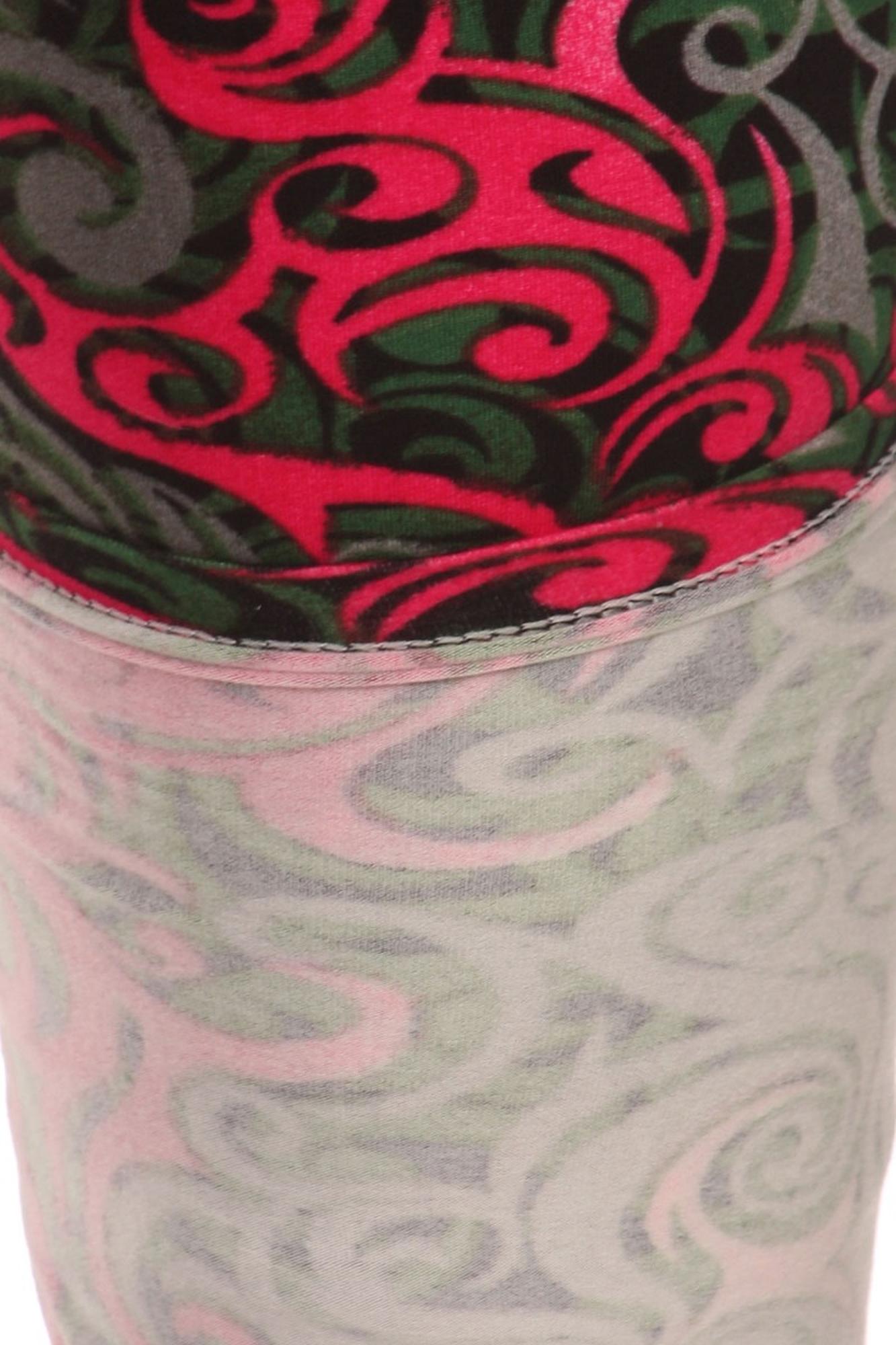 Buttery Soft Fuchsia Tangled Swirl Extra Plus Size Leggings - 3X-5X (One Size Plus,Fuchsia)