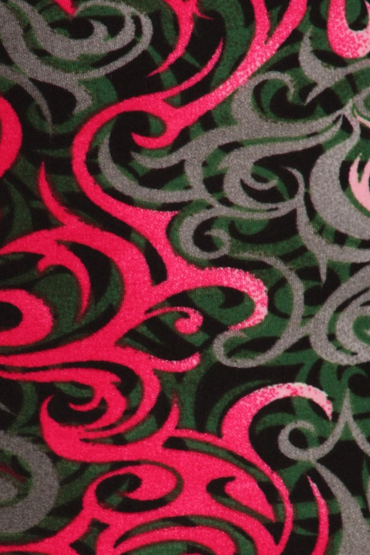 Buttery Soft Fuchsia Tangled Swirl Extra Plus Size Leggings - 3X-5X (One Size Plus,Fuchsia)