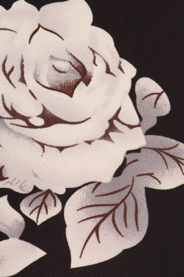 Buttery Soft Jumbo White Rose Extra Plus Size Leggings - 3X - 5X (XPlus One Size,Black)