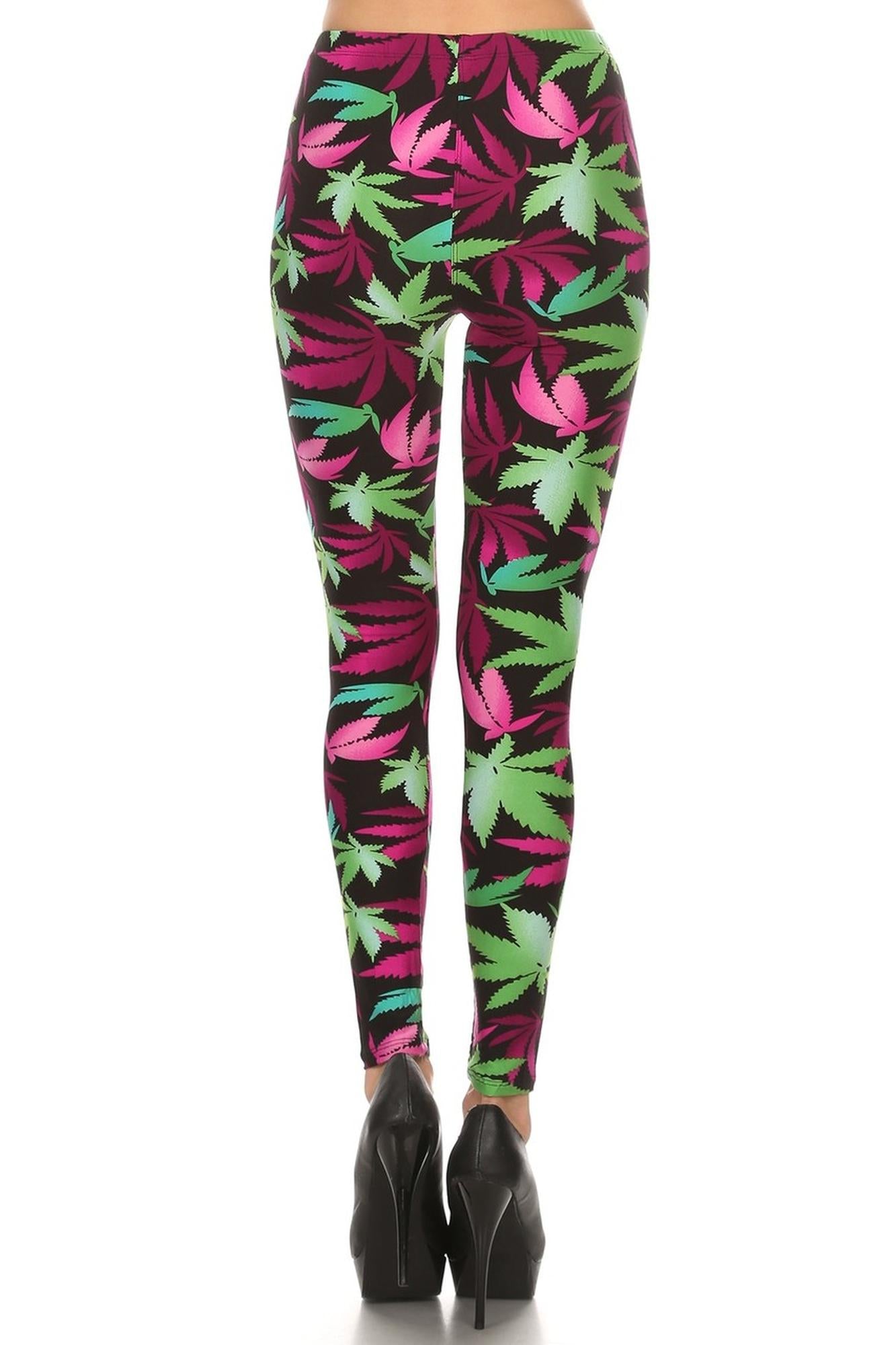 Buttery Soft Fuchsia Marijuana Extra Plus Size Leggings - 3X-5X (XPlus One Size,Fuchsia)