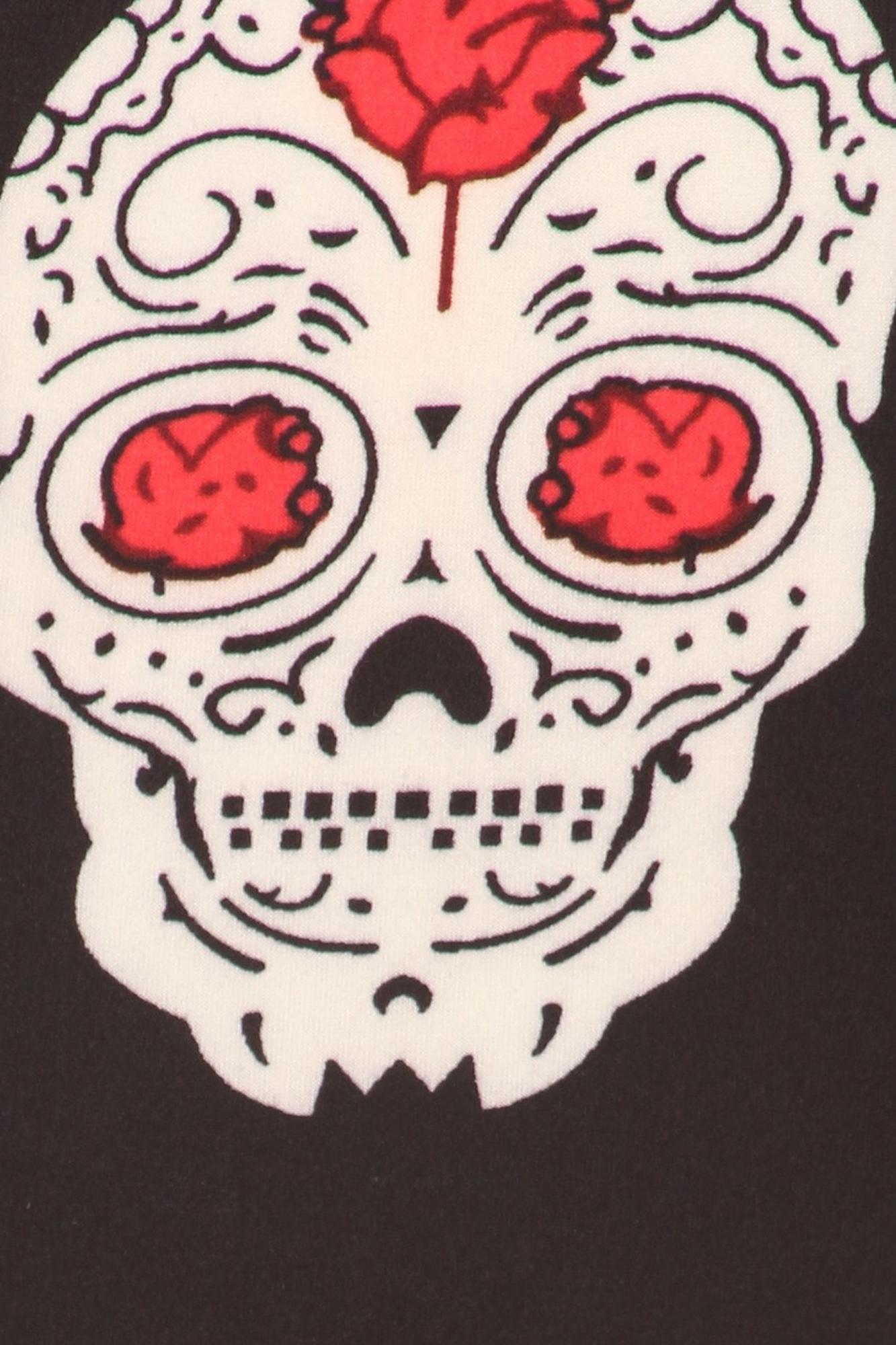 Buttery Soft Rose and Skull Extra Plus Size Leggings - 3X-5X (One Size Plus,Black)