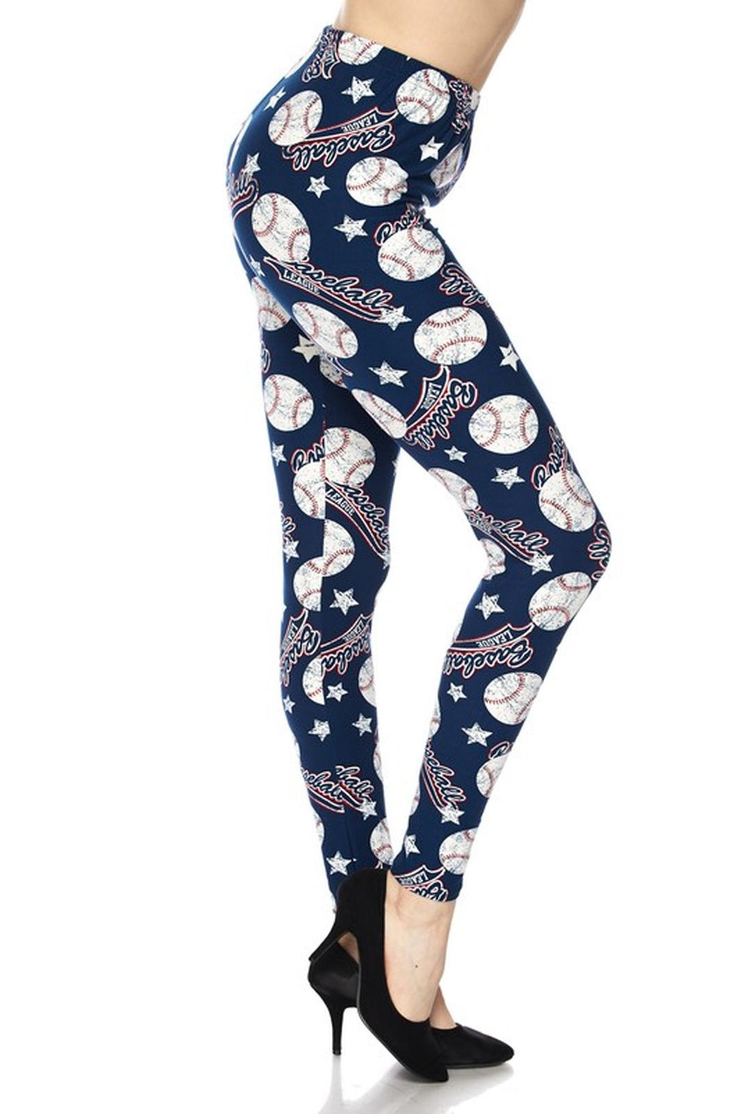 Buttery Soft Major League Baseball Plus Size Leggings - 3X-5X (One Size Plus,Blue)