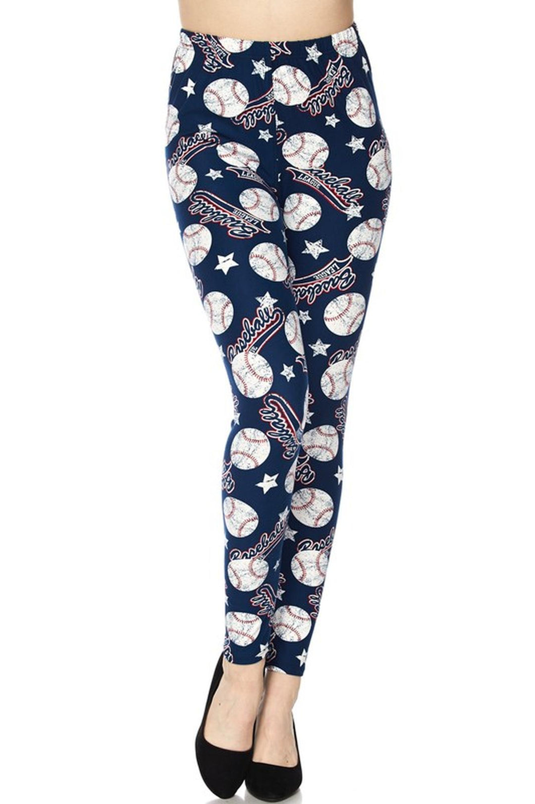 Buttery Soft Major League Baseball Plus Size Leggings - 3X-5X (One Size Plus,Blue)