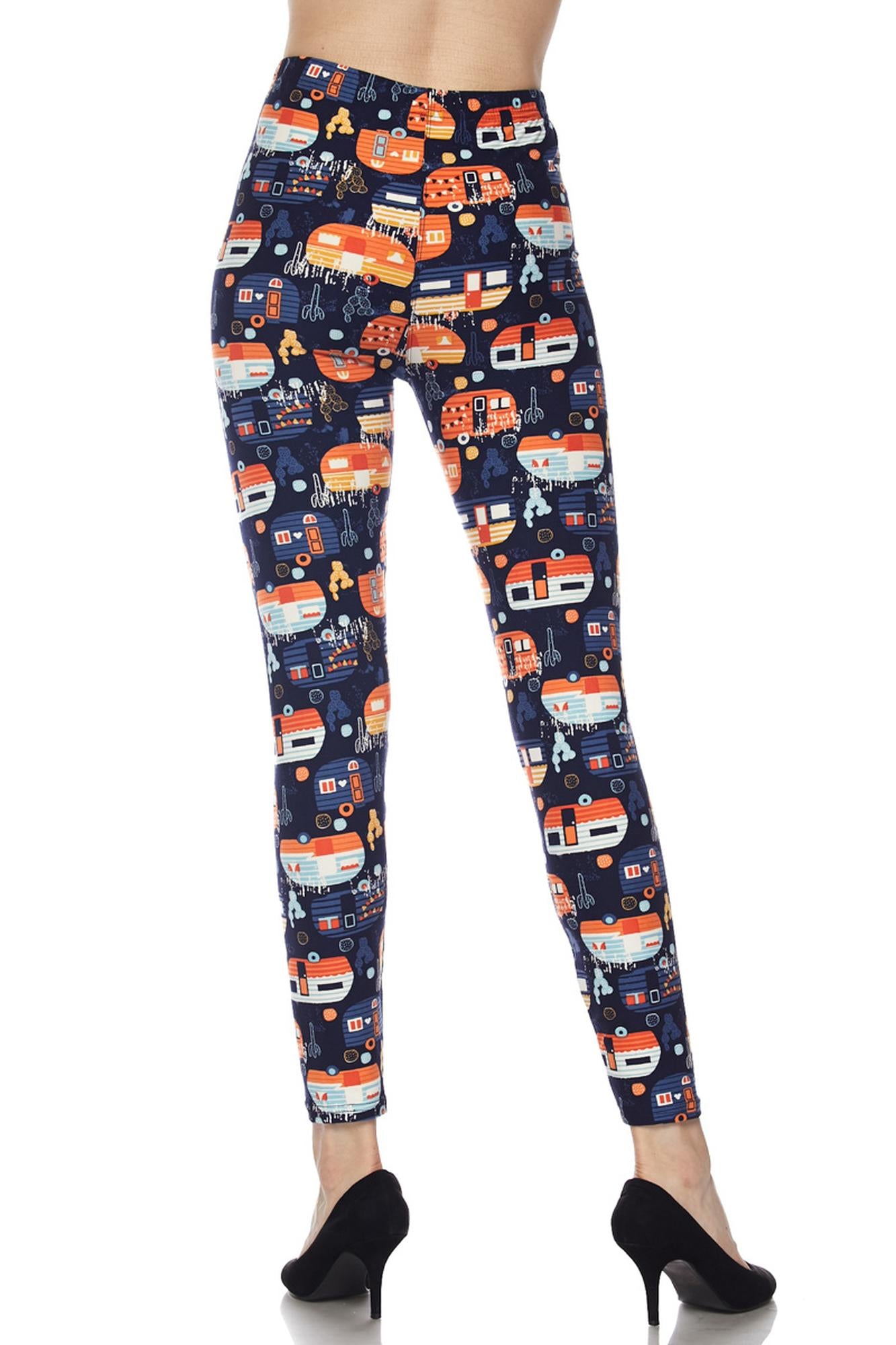 Buttery Soft Colorful Camper Plus Size Leggings - 3X-5X (One Size Plus,Orange)