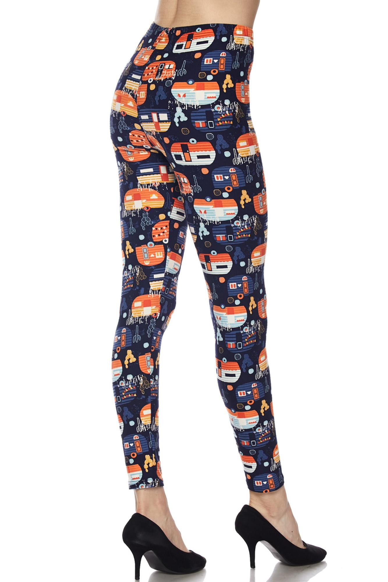 Buttery Soft Colorful Camper Plus Size Leggings - 3X-5X (One Size Plus,Orange)