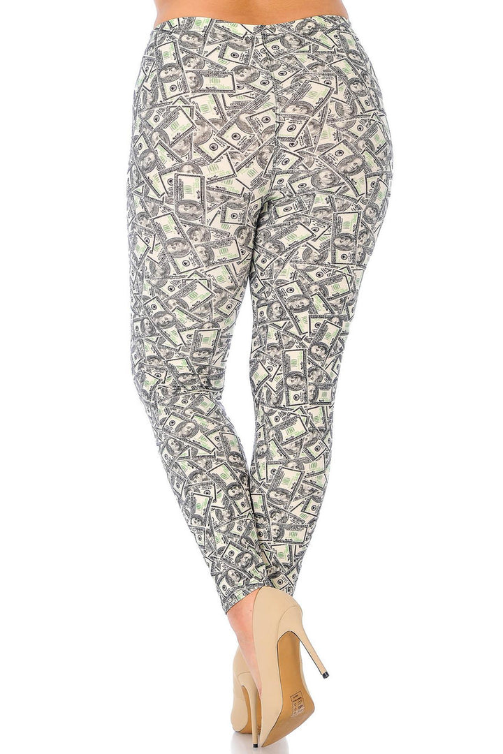 Buttery Soft Money Plus Size Leggings - 3X-5X (One Size Plus,Ivory)