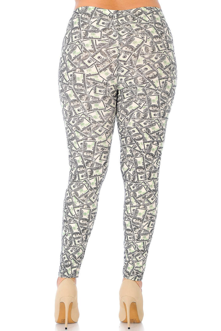 Buttery Soft Money Plus Size Leggings - 3X-5X (One Size Plus,Ivory)