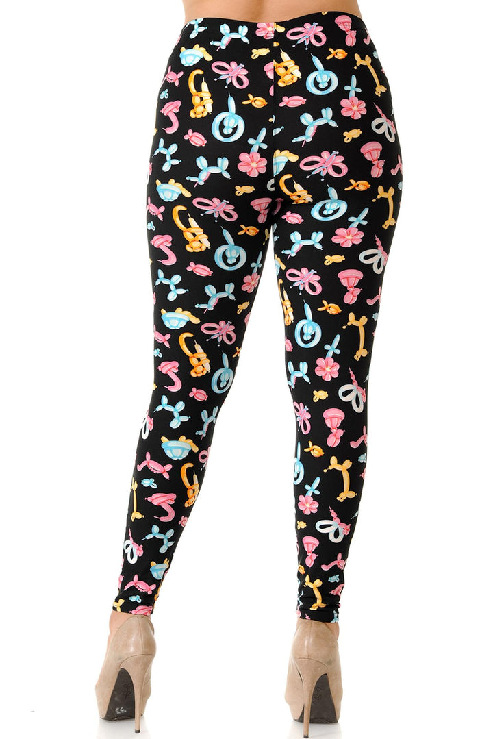 Buttery Soft Animal Balloon Plus Size Leggings - 3X-5X (One Size Plus,Pink)