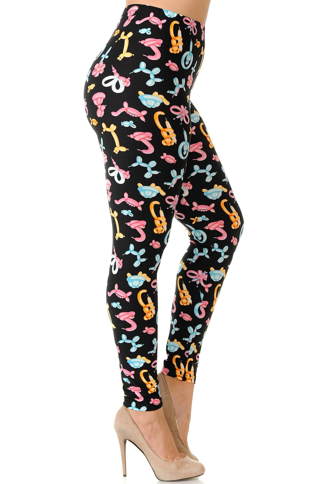 Buttery Soft Animal Balloon Plus Size Leggings - 3X-5X (One Size Plus,Pink)