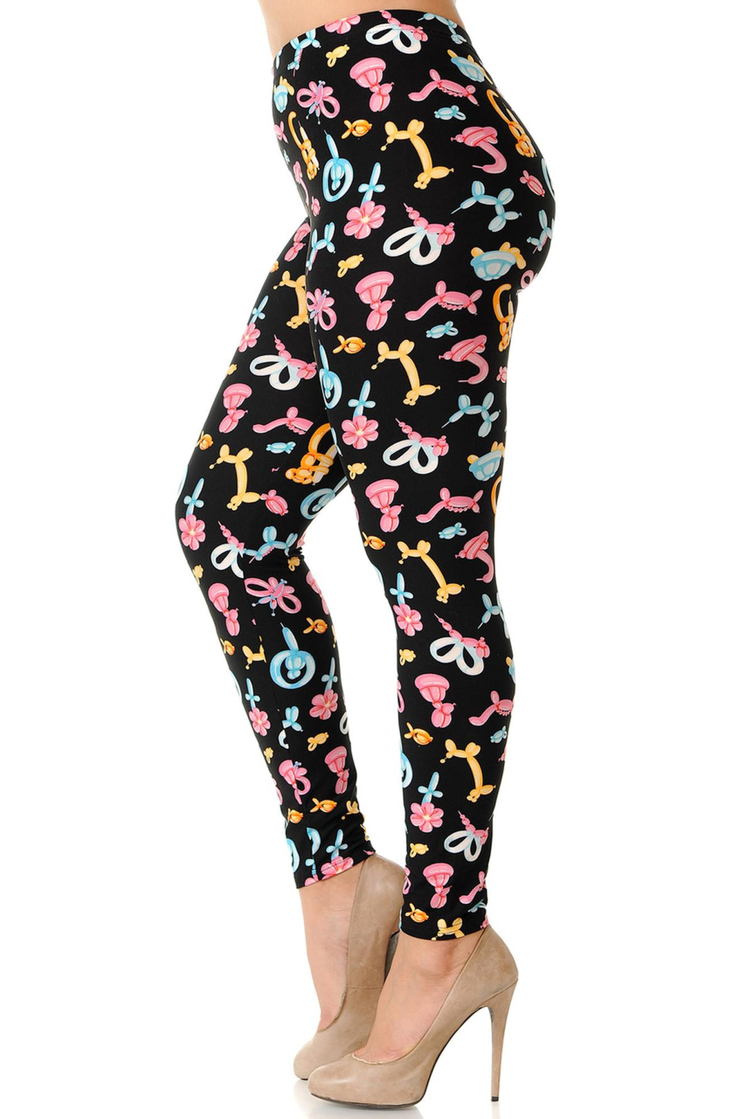 Buttery Soft Animal Balloon Plus Size Leggings - 3X-5X (One Size Plus,Pink)