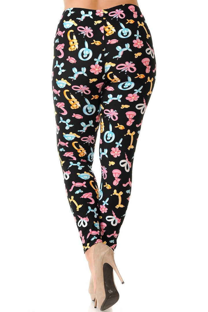 Buttery Soft Animal Balloon Plus Size Leggings - 3X-5X (One Size Plus,Pink)