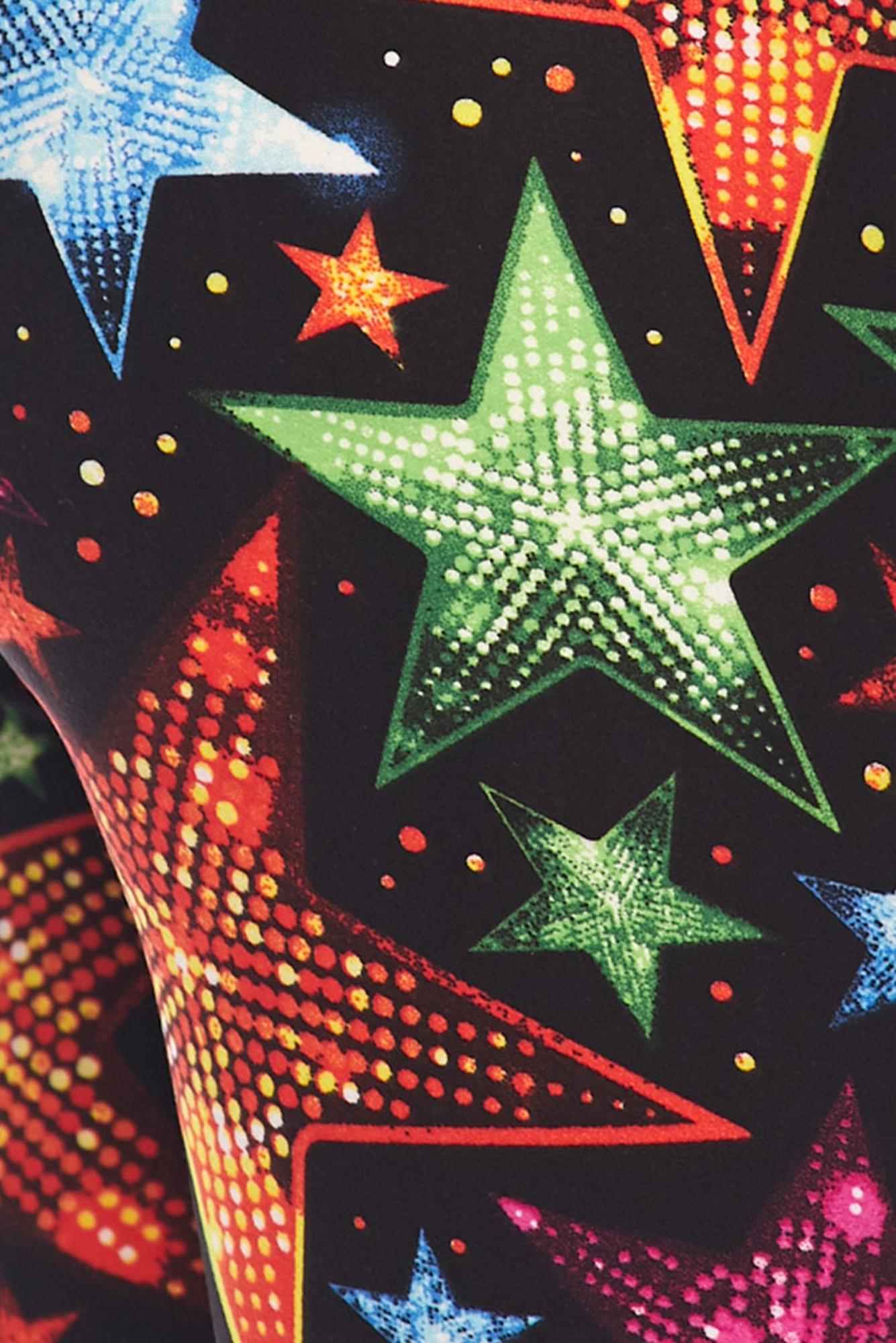 Buttery Soft Glitter Star Extra Plus Size Leggings - 3X-5X (XPlus One Size,Multi Color Bold)