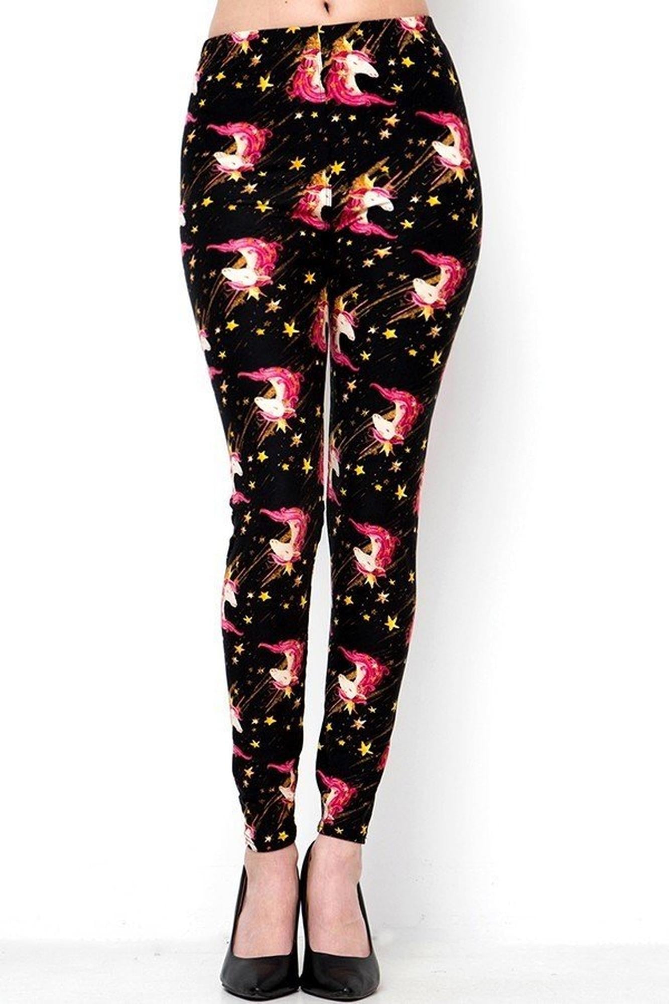 Buttery Soft Twinkle Unicorn Extra Plus Size Leggings - 3X - 5X (XPlus One Size,Black)