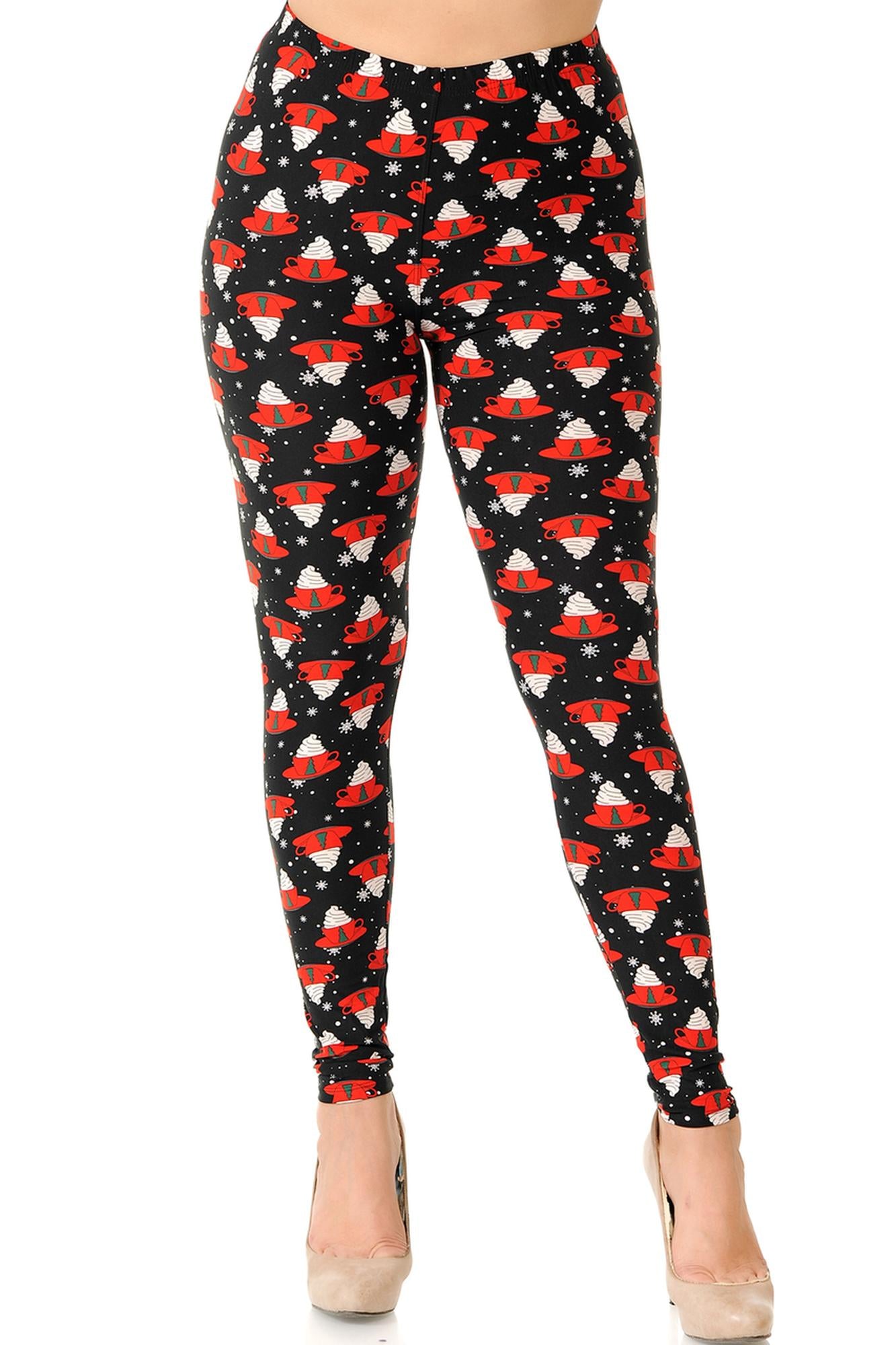 Buttery Soft Mocha Cappuccino Extra Plus Size Leggings - 3X-5X (XPlus One Size,Black)