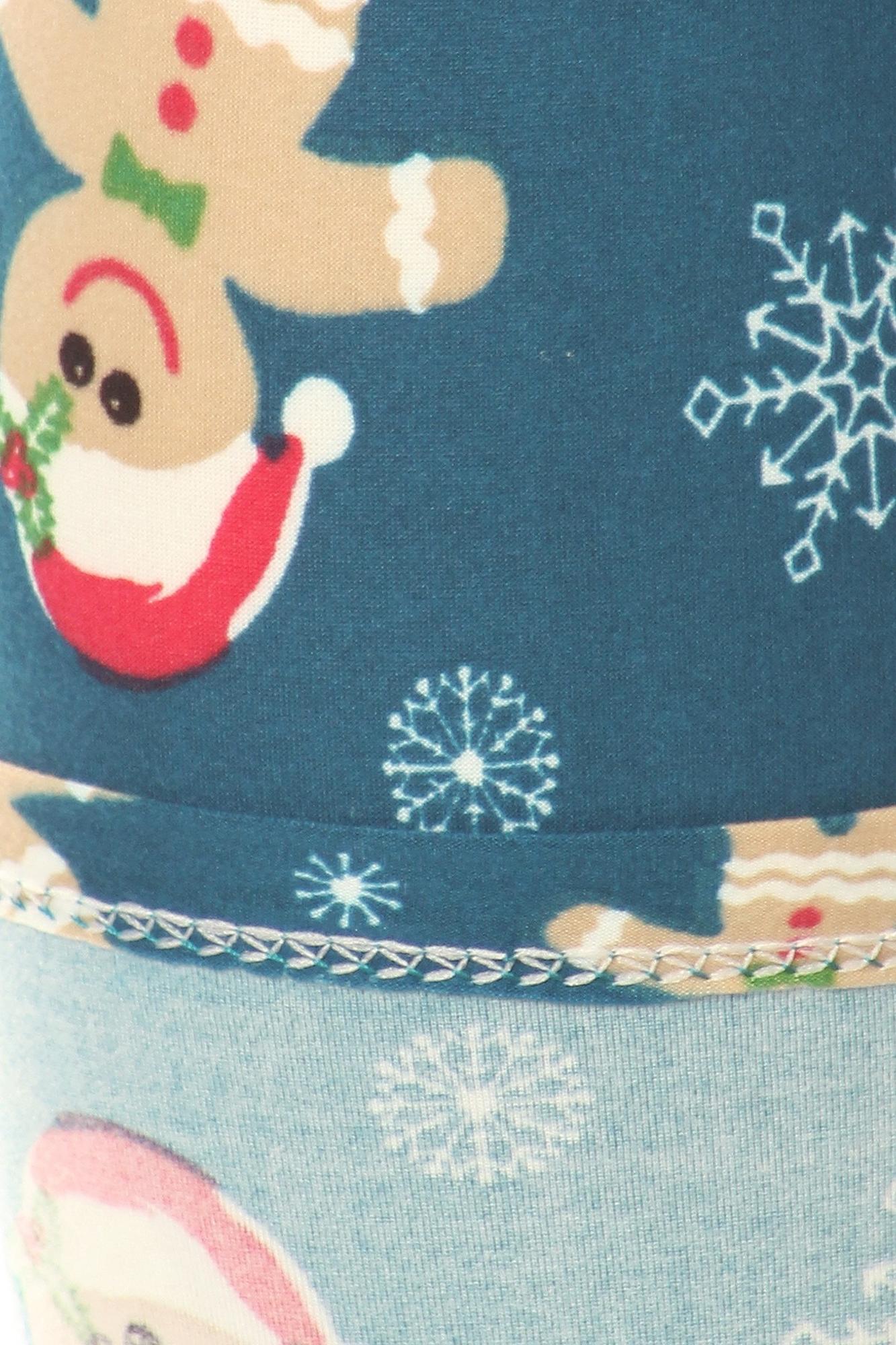 Buttery Soft Christmas Cookies and Snowflakes Extra Plus Size Leggings - 3X-5X (XPlus One Size,Teal)
