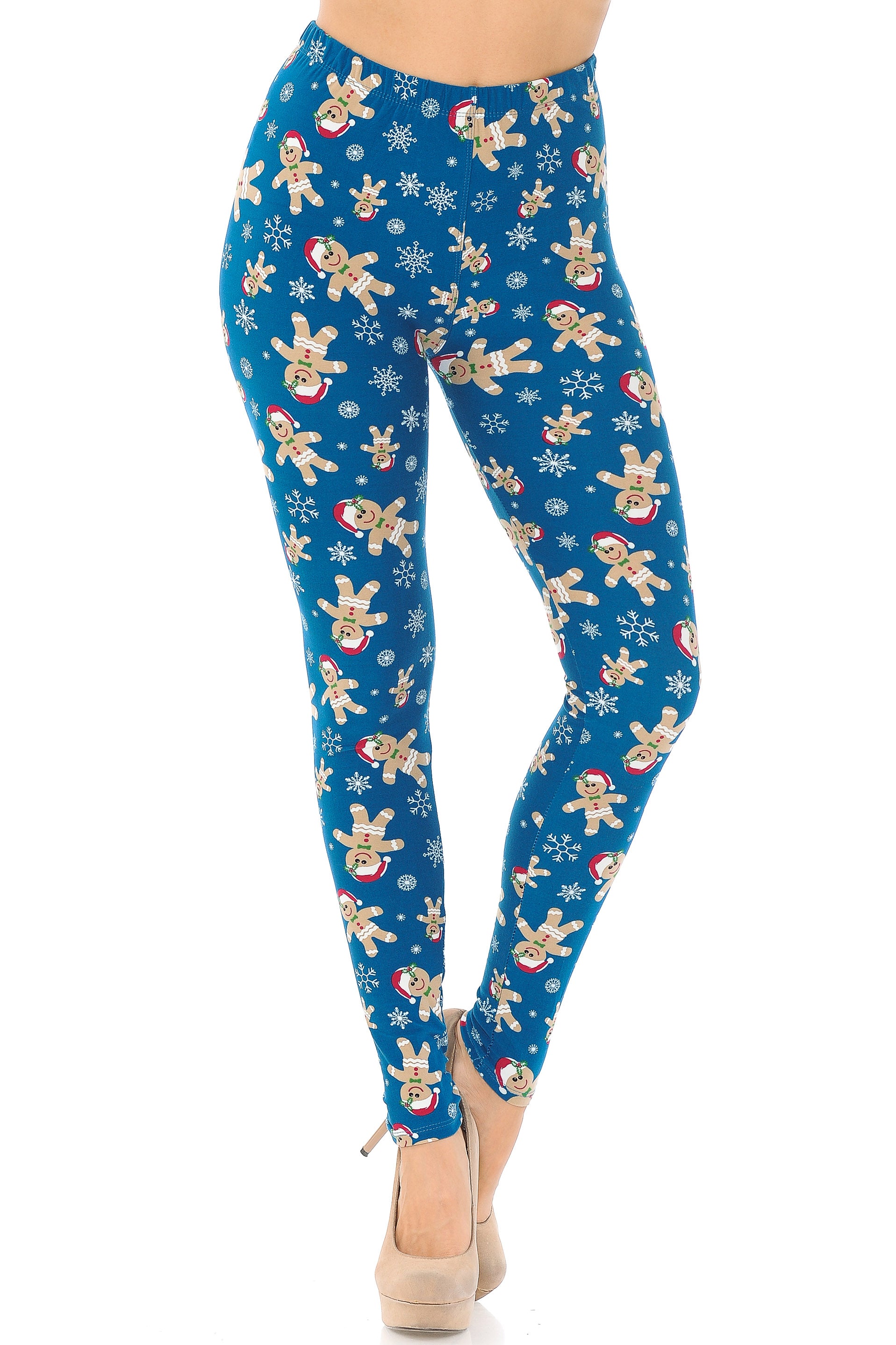 Buttery Soft Christmas Cookies and Snowflakes Extra Plus Size Leggings - 3X-5X (XPlus One Size,Teal)