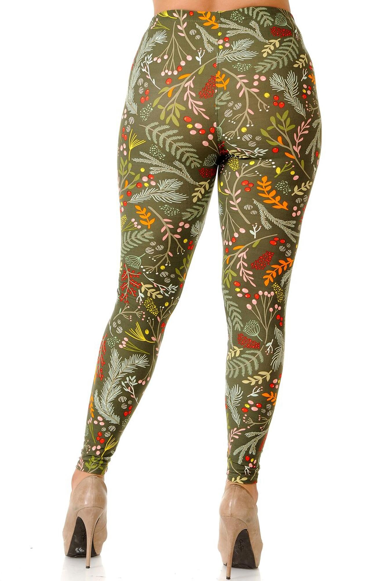 Buttery Soft Olive Garden Extra Plus Size Leggings - 3X-5X (XPlus One Size,Olive)