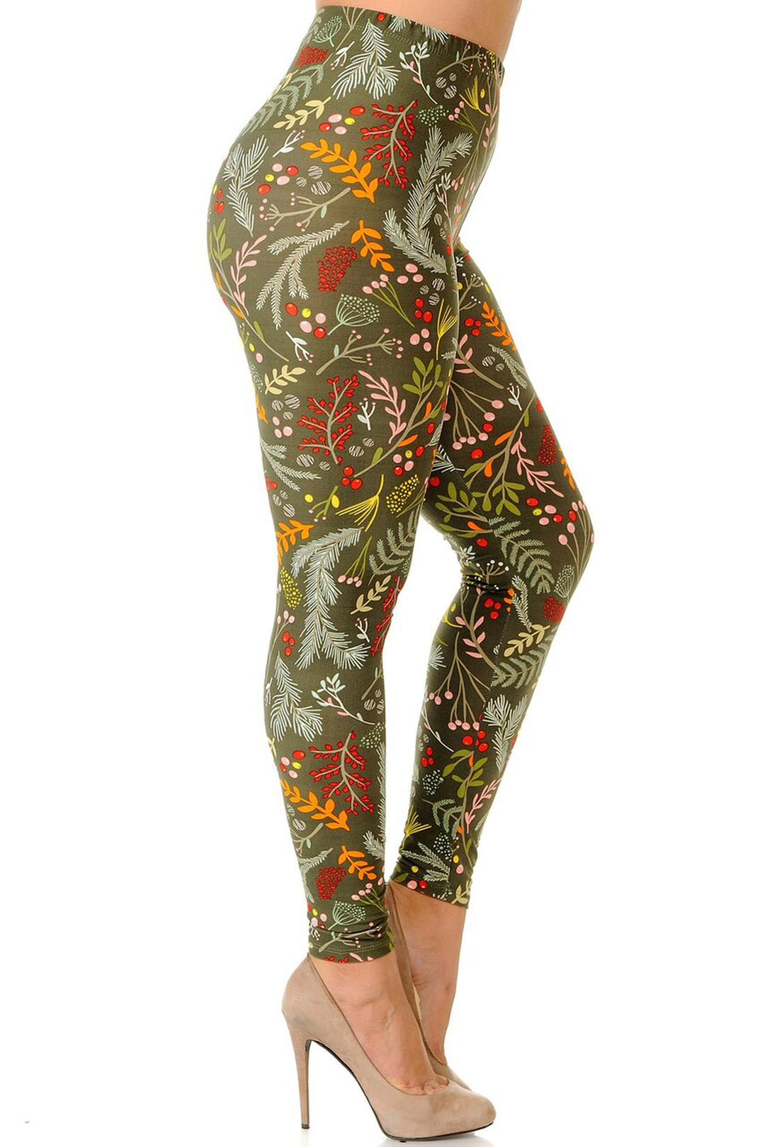 Buttery Soft Olive Garden Extra Plus Size Leggings - 3X-5X (XPlus One Size,Olive)