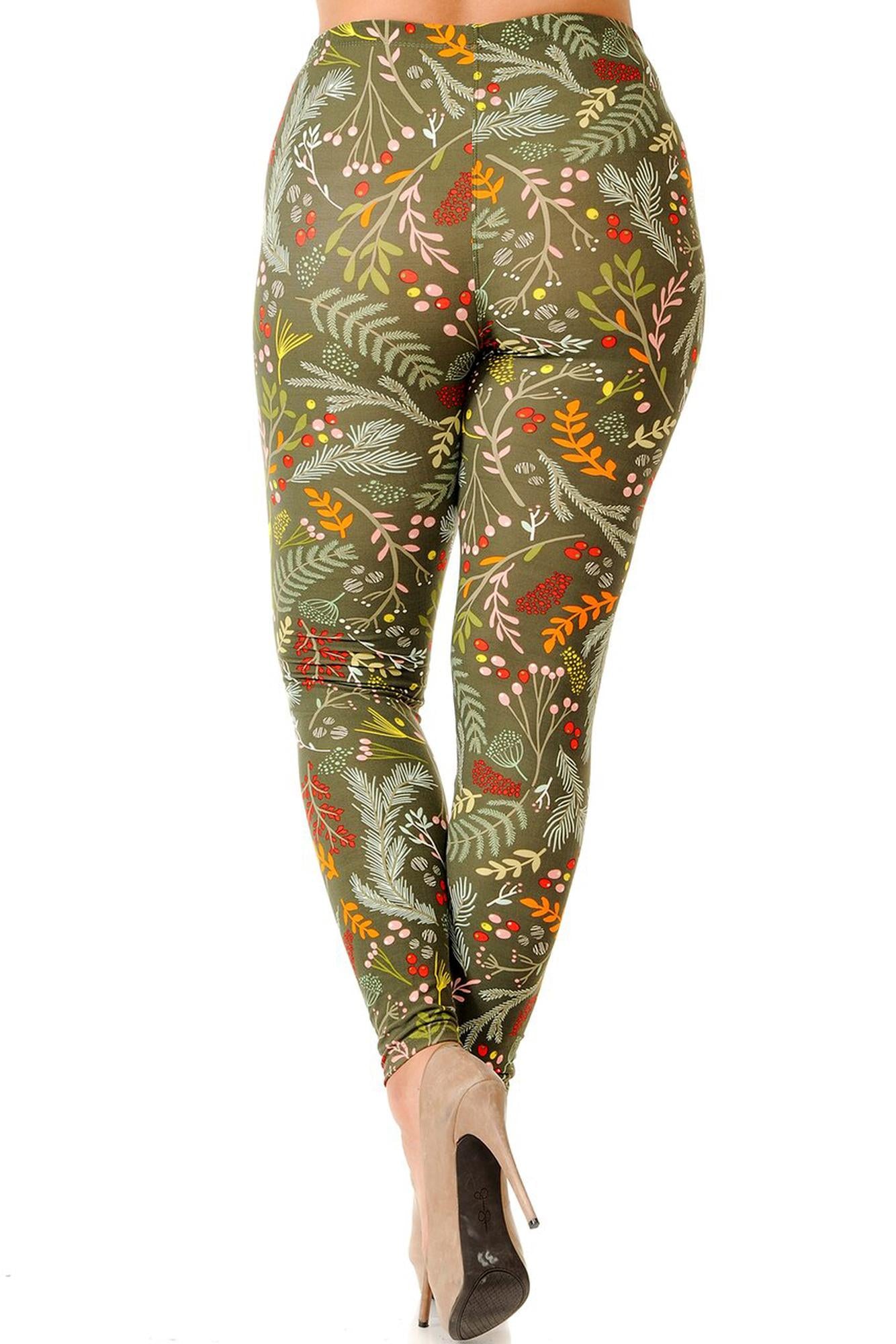 Buttery Soft Olive Garden Extra Plus Size Leggings - 3X-5X (XPlus One Size,Olive)