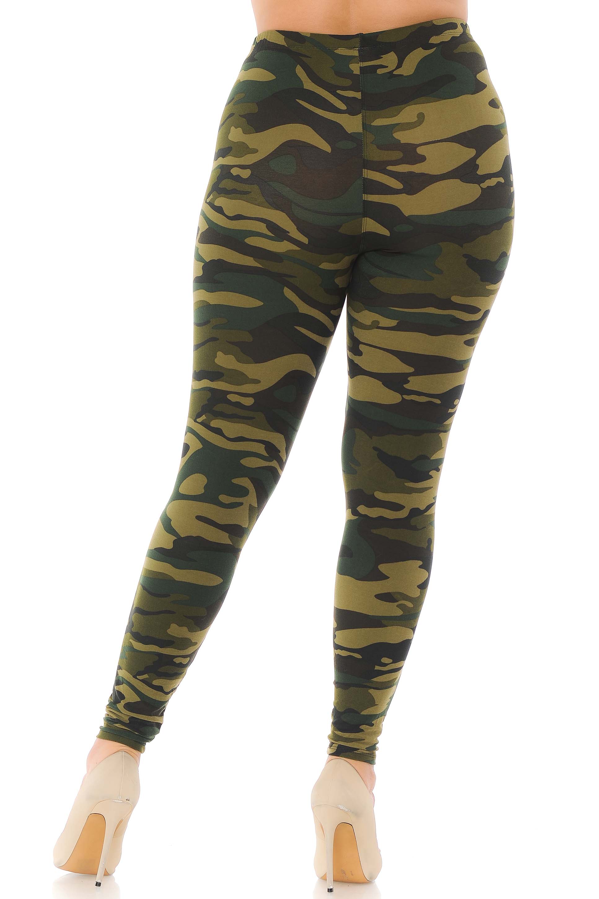 Buttery Soft Green Camouflage Extra Plus Size Leggings - 3X-5X - EEVEE (XPlus One Size,Green)