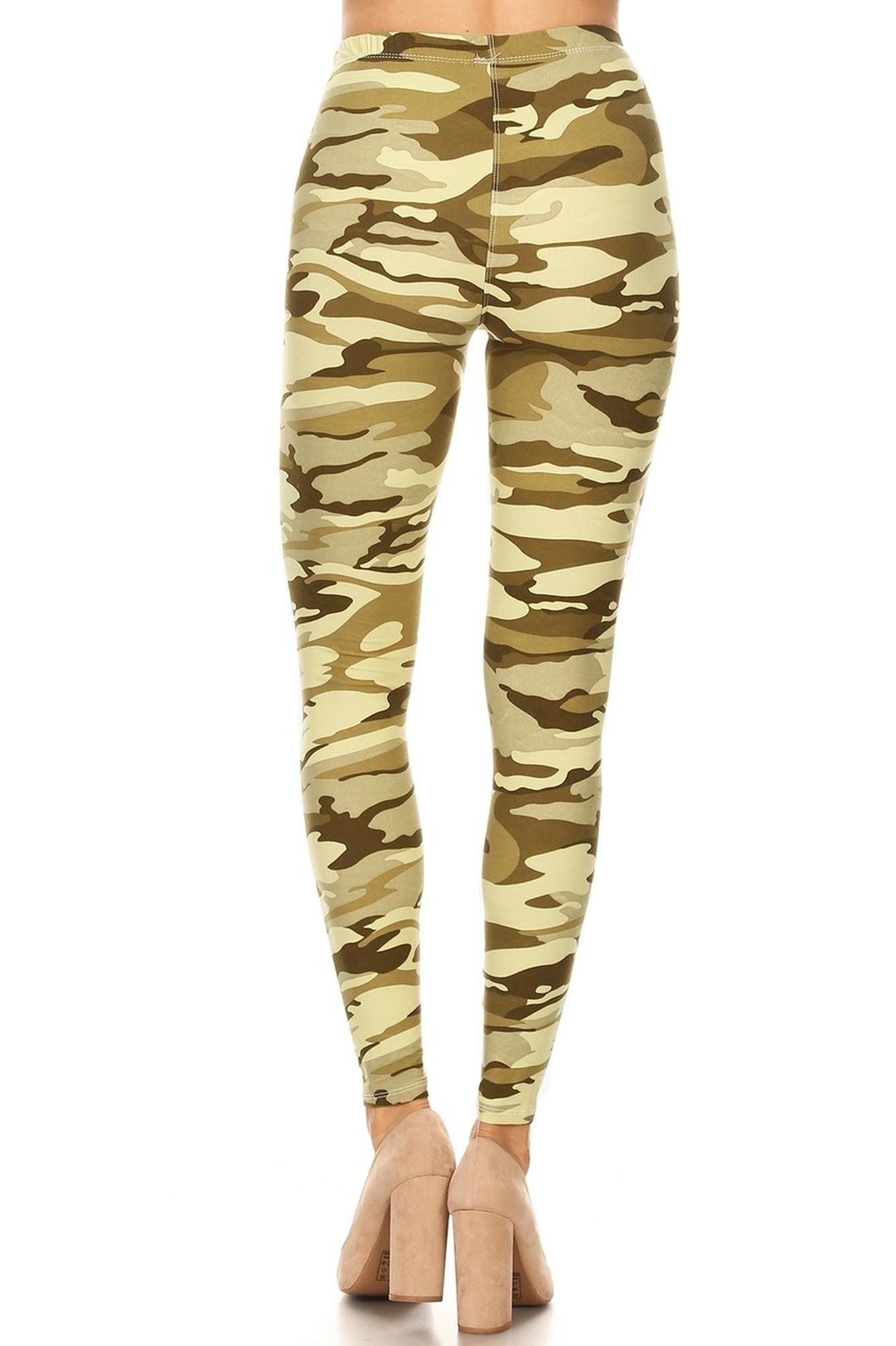Buttery Soft Light Olive Camouflage Plus Size Leggings - 3X-5X (XPlus One Size,Olive)