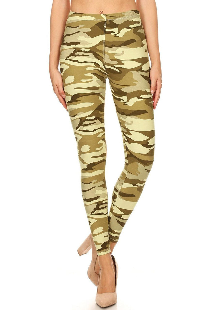 Buttery Soft Light Olive Camouflage Plus Size Leggings - 3X-5X (XPlus One Size,Olive)
