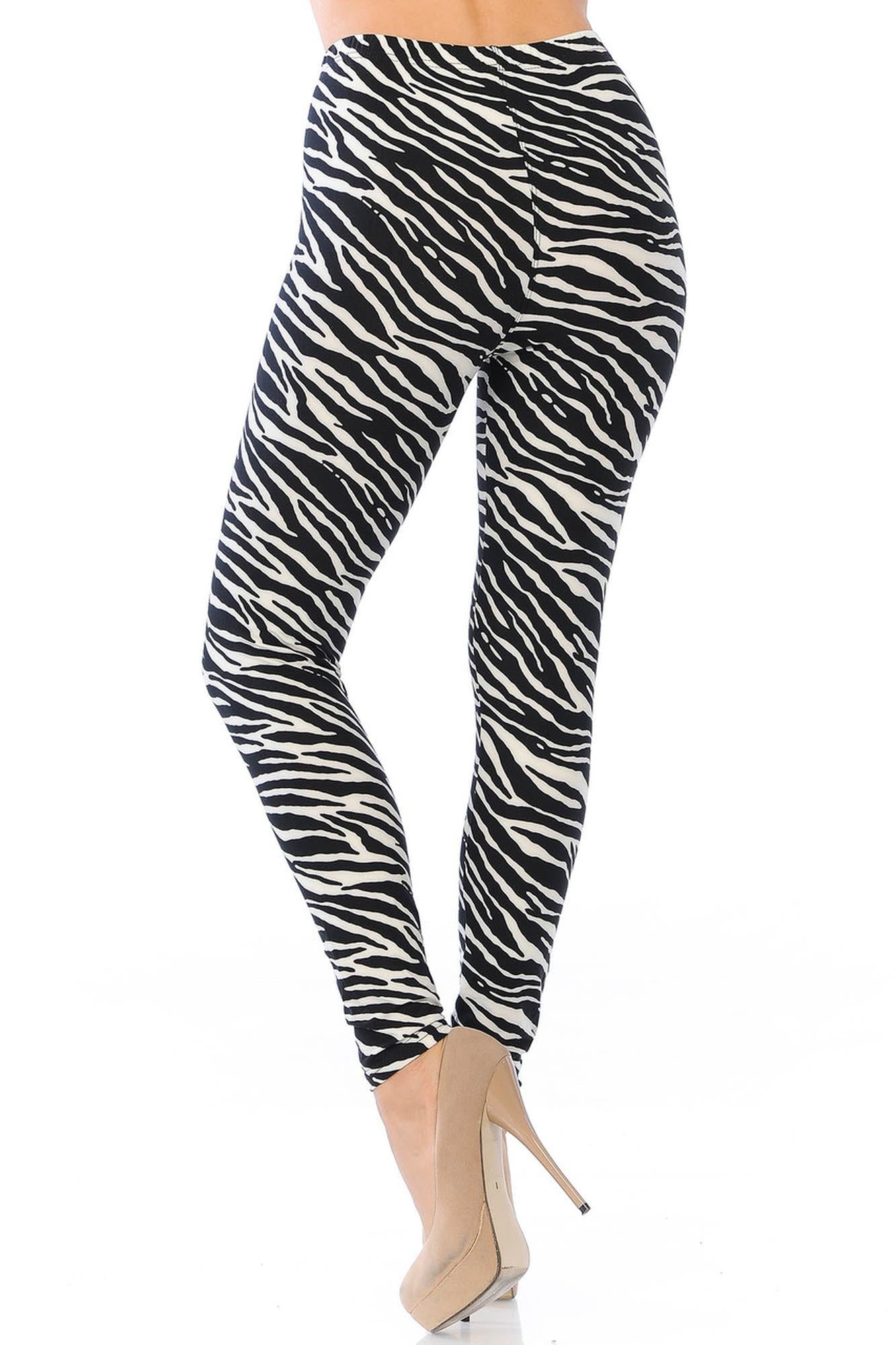 Buttery Soft Zebra Extra Plus Size Leggings - 3X-5X (XPlus One Size,Black)