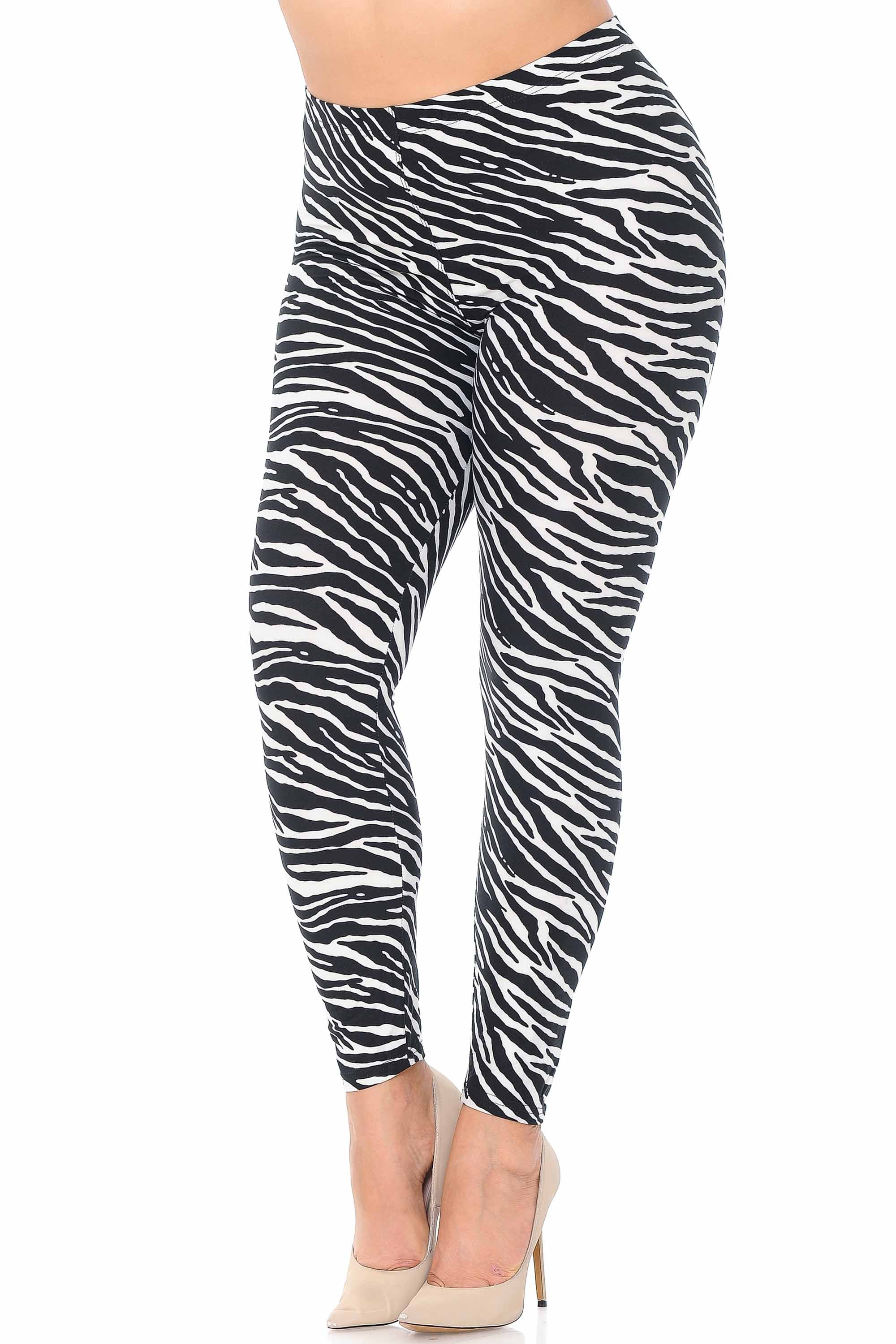 Buttery Soft Zebra Extra Plus Size Leggings - 3X-5X (XPlus One Size,Black)