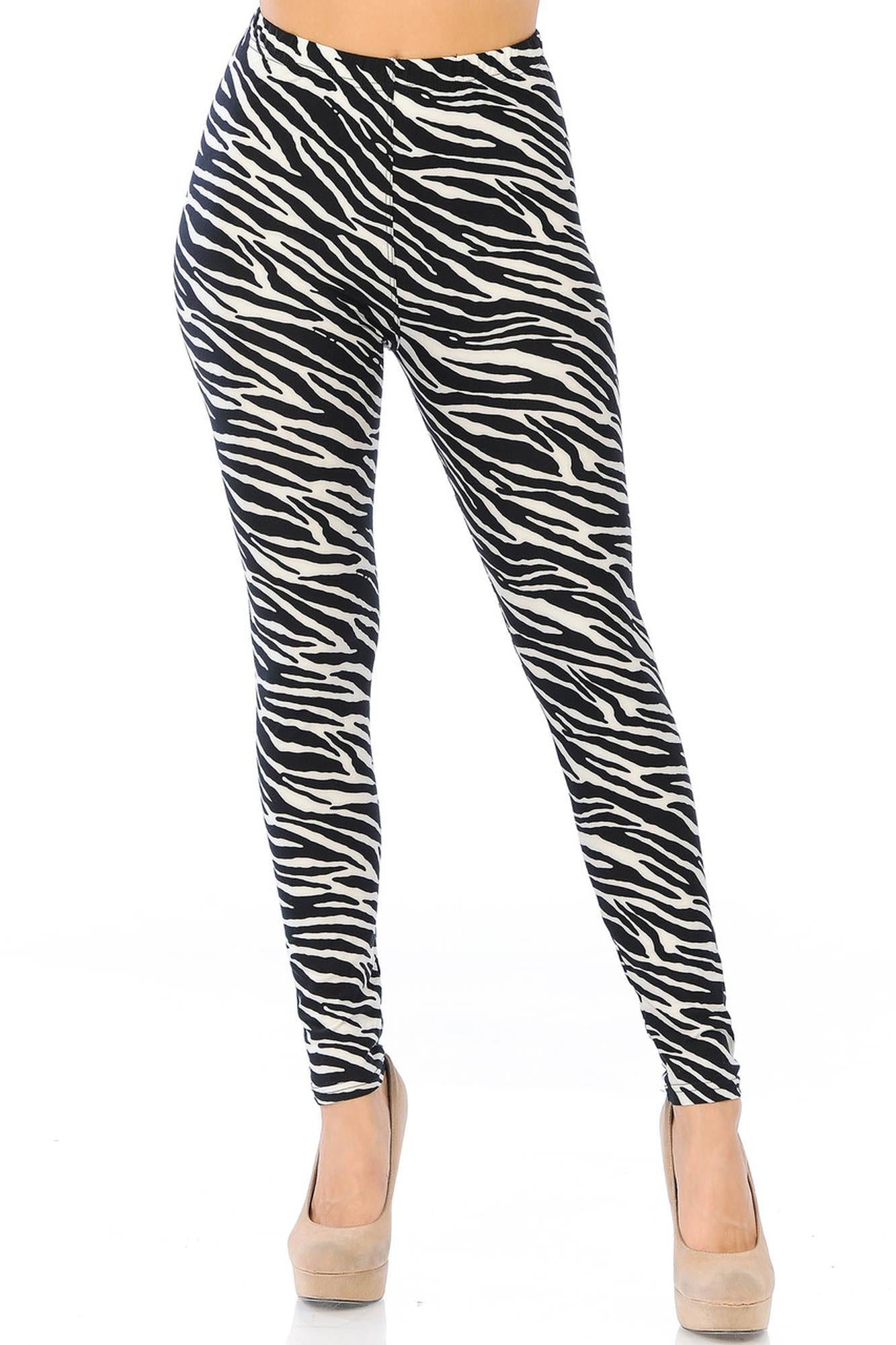 Buttery Soft Zebra Extra Plus Size Leggings - 3X-5X (XPlus One Size,Black)