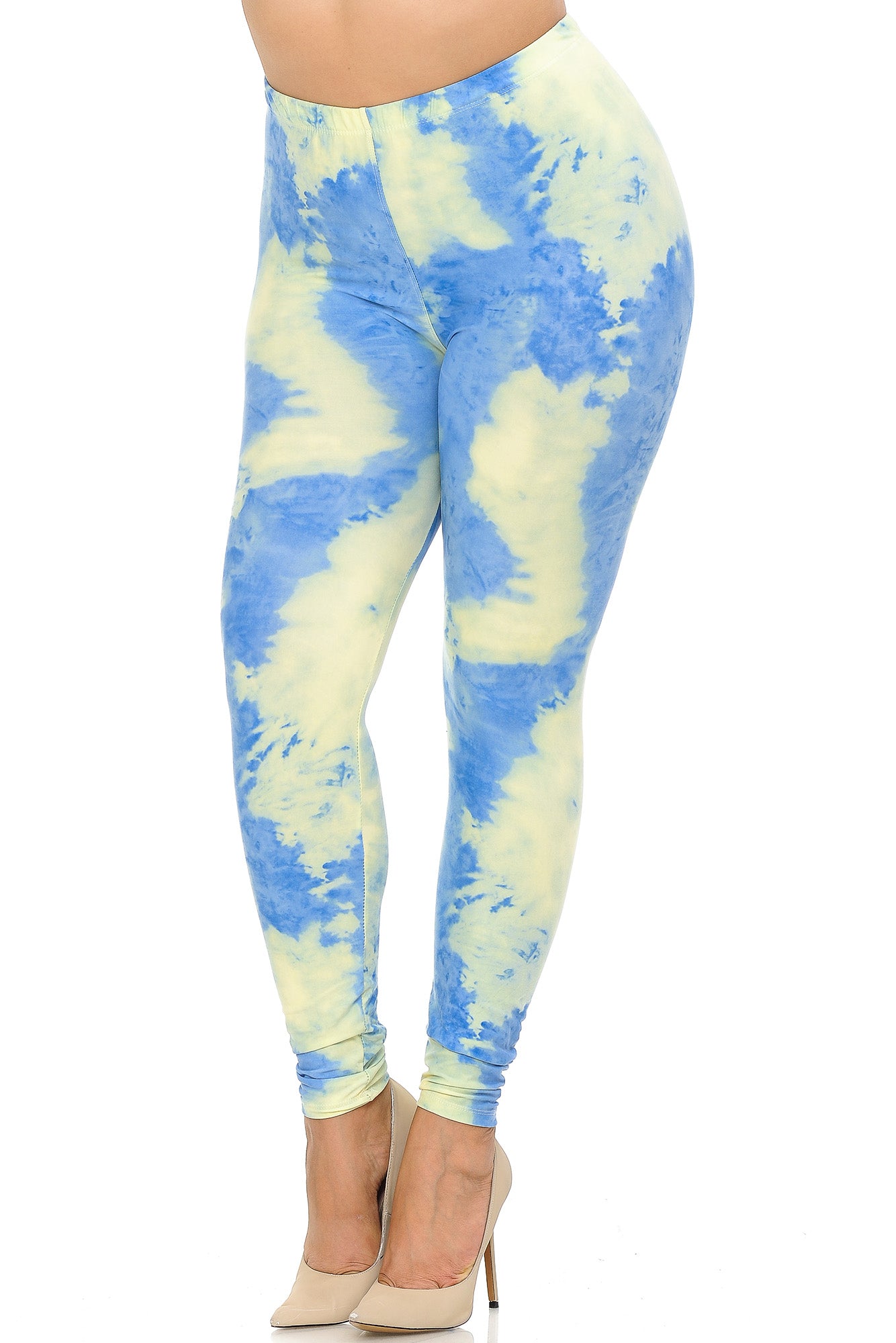 Buttery Soft Pastel Tie Dye Extra Plus Size Leggings - 3X-5X - EEVEE (XPlus One Size,Blue)