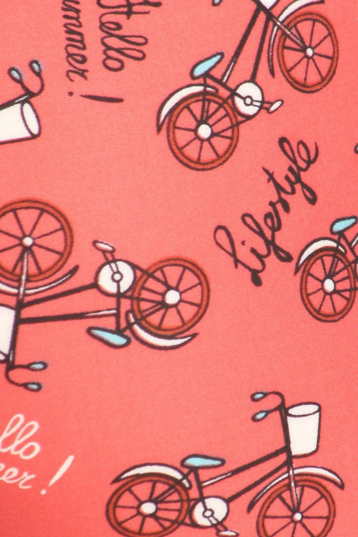 Buttery Red Summertime Bicycles Plus Size Leggings - 3X-5X (One Size Plus,Red)