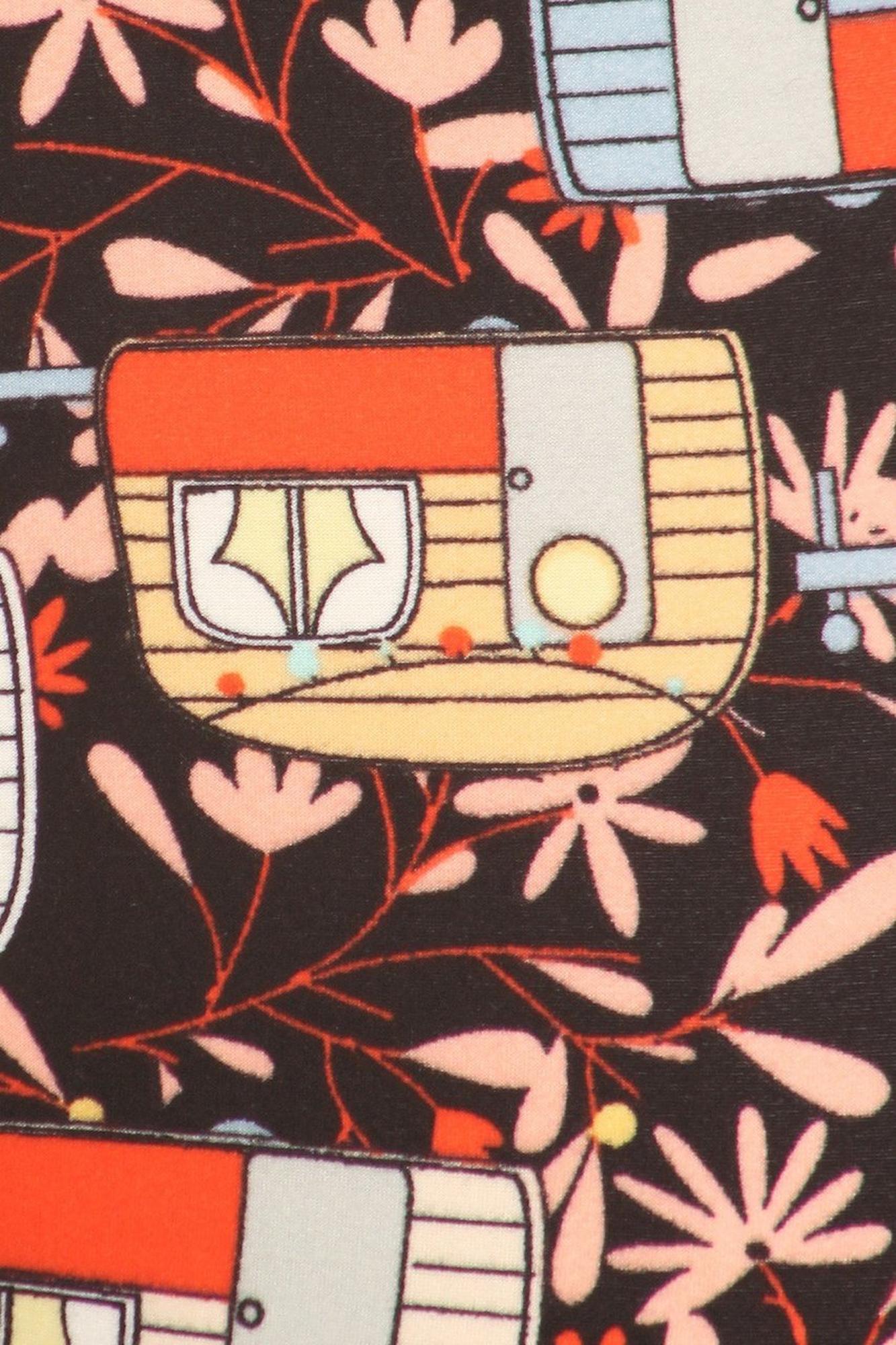 Buttery Soft Summer Campers Plus Size Leggings - 3X-5X (One Size Plus,Orange)