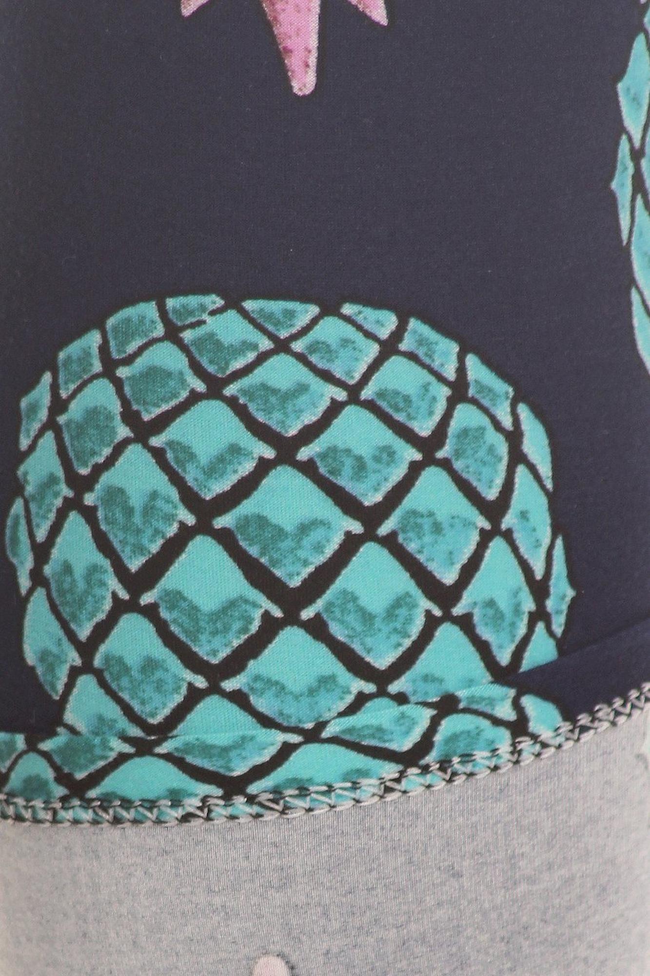 Buttery Soft Teal Pineapple Plus Size Leggings - 3X-5X (One Size Plus,Teal)