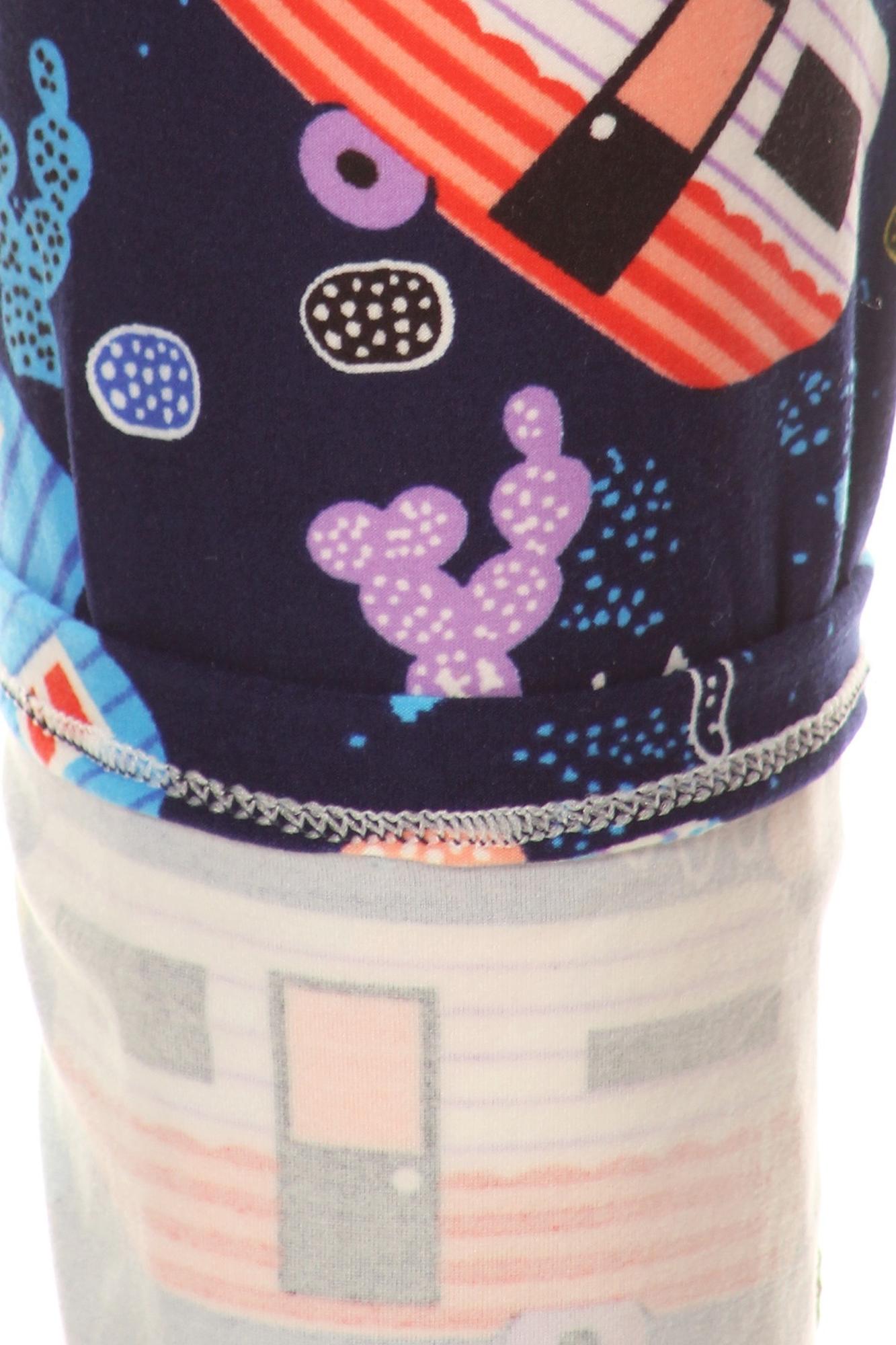 Buttery Soft Retro Campers Extra Plus Size Leggings - 3X-5X (XPlus One Size,Multi Color Bold)