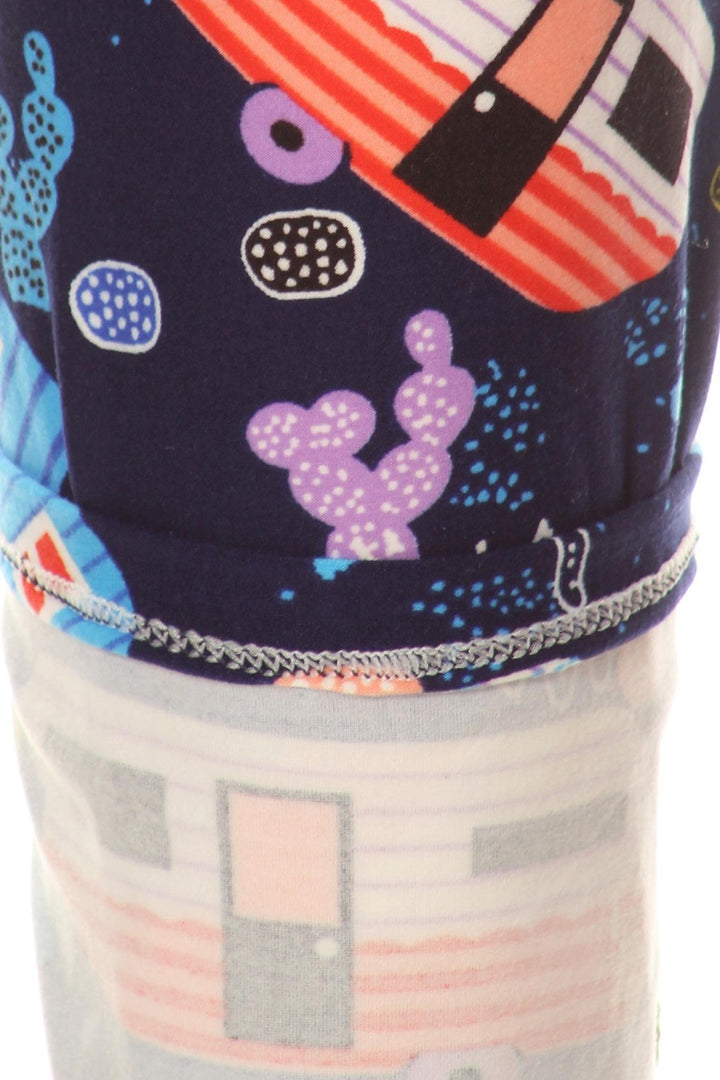 Buttery Soft Retro Campers Extra Plus Size Leggings - 3X-5X (XPlus One Size,Multi Color Bold)