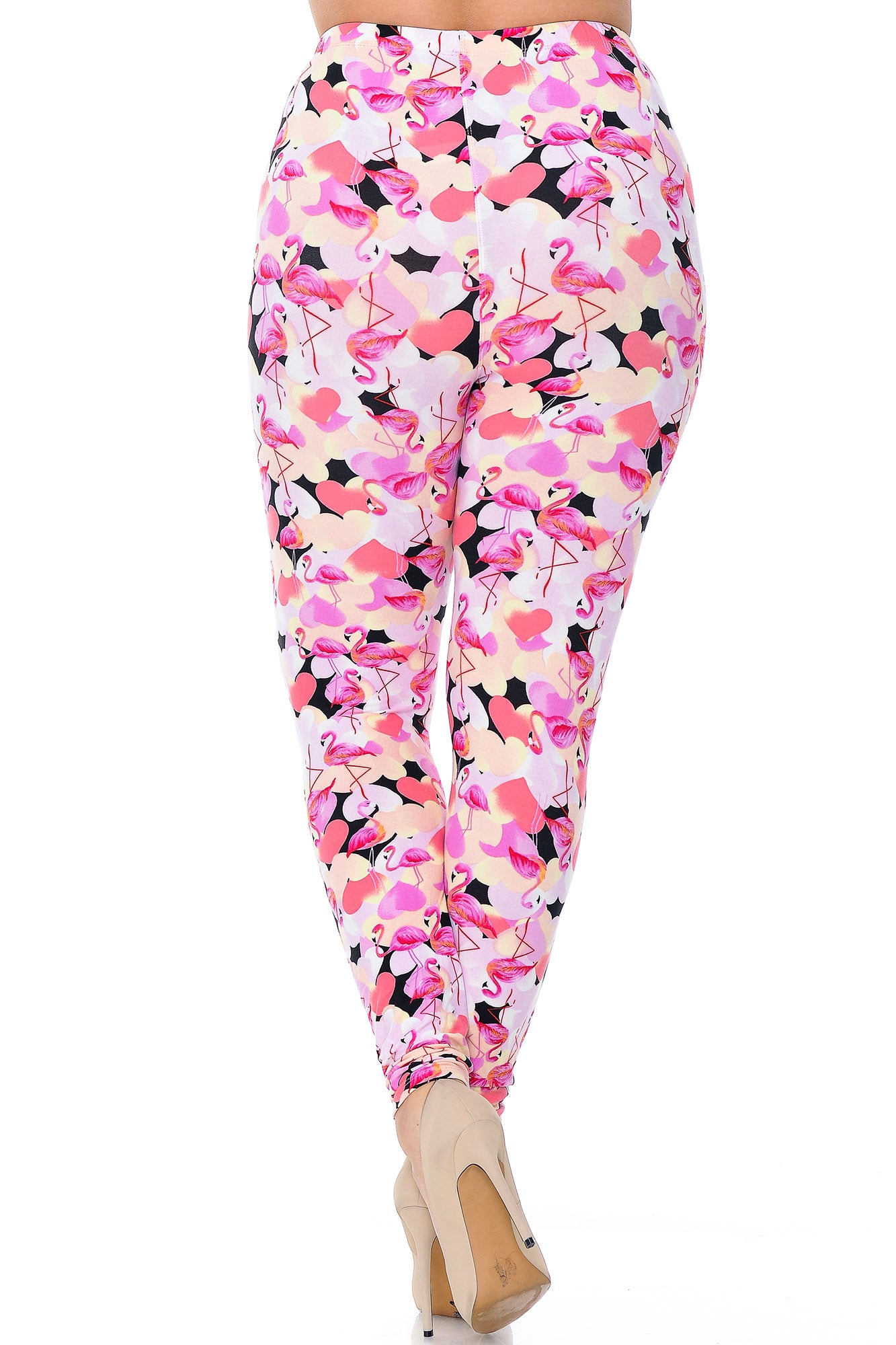 Buttery Soft Gorgeous Pink Flamingos Plus Size Leggings - 3X-5X (Pink,XPlus One Size)