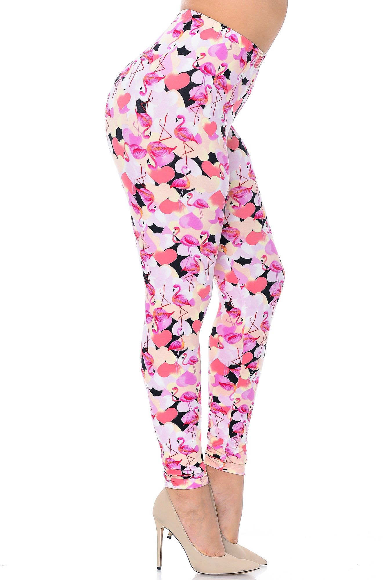 Buttery Soft Gorgeous Pink Flamingos Plus Size Leggings - 3X-5X (Pink,XPlus One Size)