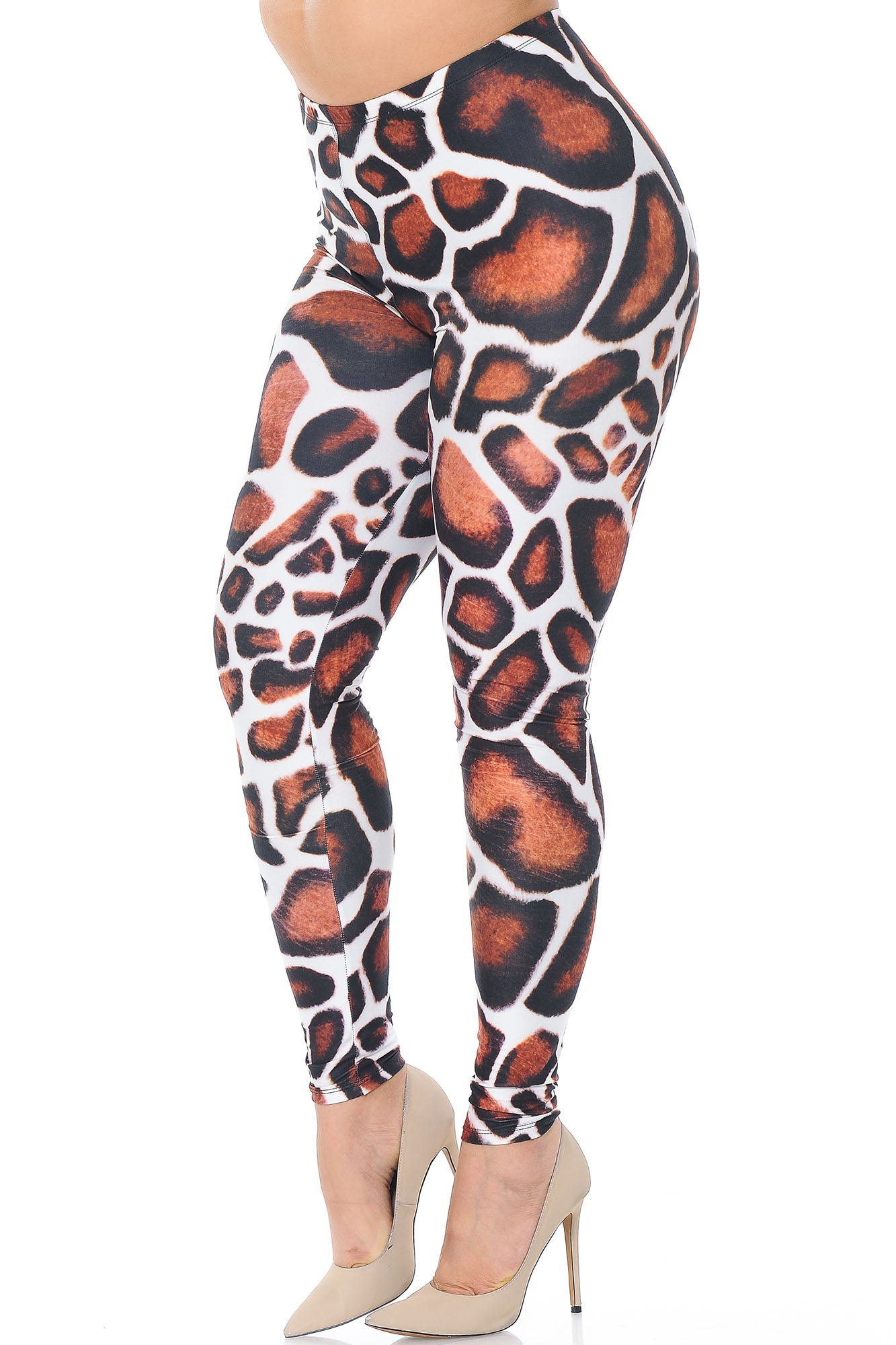 Creamy Soft Leggings Premium Women's Giraffe Print Extra Plus, High Rise, Stretchy, Comfortable, 3X-5X Leggings - by USA Fashion