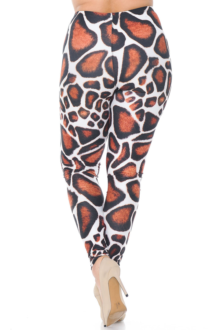 Creamy Soft Leggings Premium Women's Giraffe Print Extra Plus, High Rise, Stretchy, Comfortable, 3X-5X Leggings - by USA Fashion