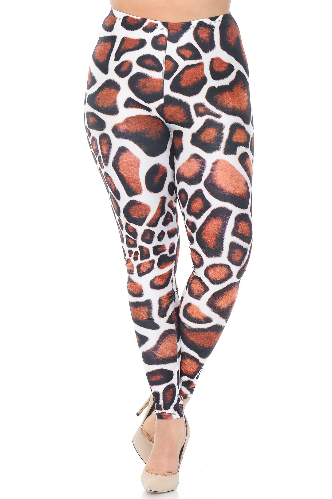 Creamy Soft Leggings Premium Women's Giraffe Print Extra Plus, High Rise, Stretchy, Comfortable, 3X-5X Leggings - by USA Fashion