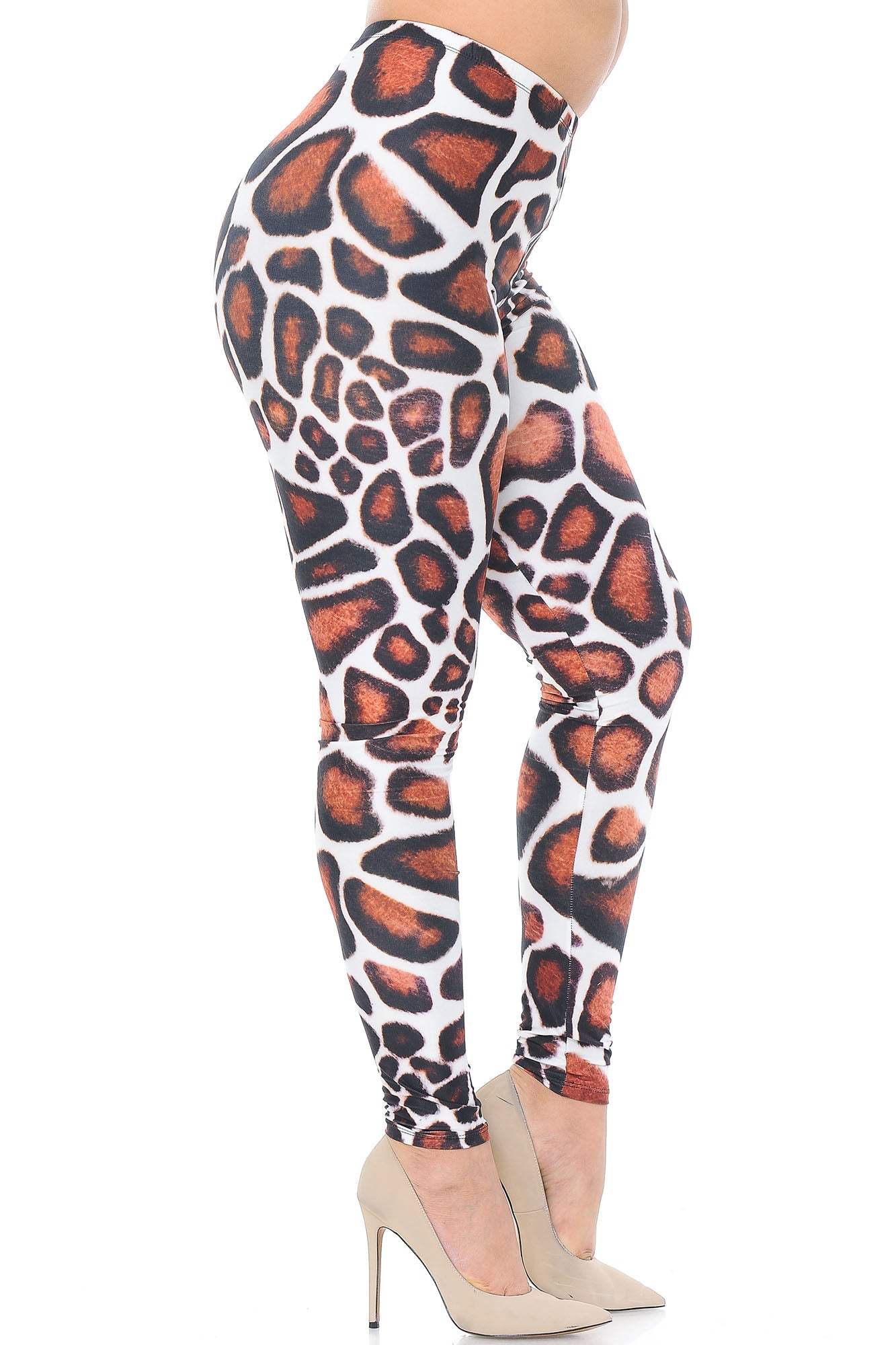 Creamy Soft Leggings Premium Women's Giraffe Print Extra Plus, High Rise, Stretchy, Comfortable, 3X-5X Leggings - by USA Fashion