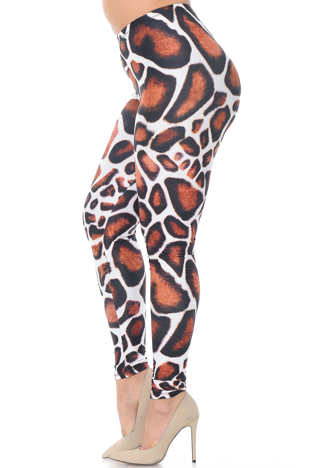 Creamy Soft Leggings Premium Women's Giraffe Print Extra Plus, High Rise, Stretchy, Comfortable, 3X-5X Leggings - by USA Fashion