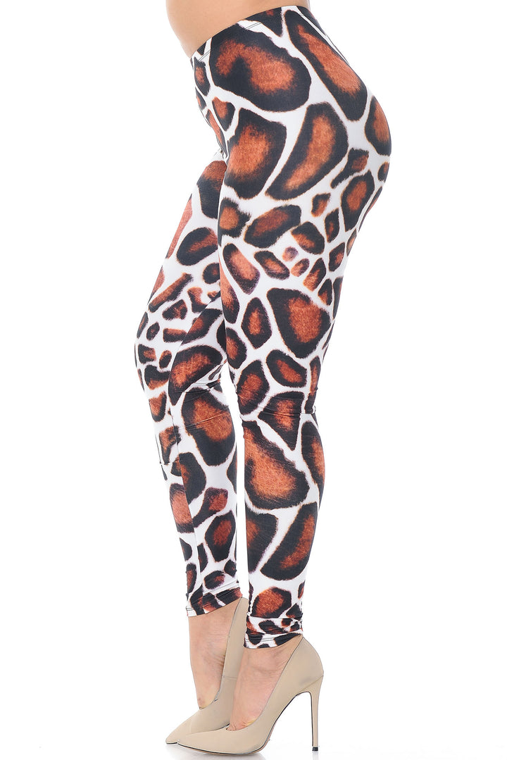 Creamy Soft Leggings Premium Women's Giraffe Print Extra Plus, High Rise, Stretchy, Comfortable, 3X-5X Leggings - by USA Fashion