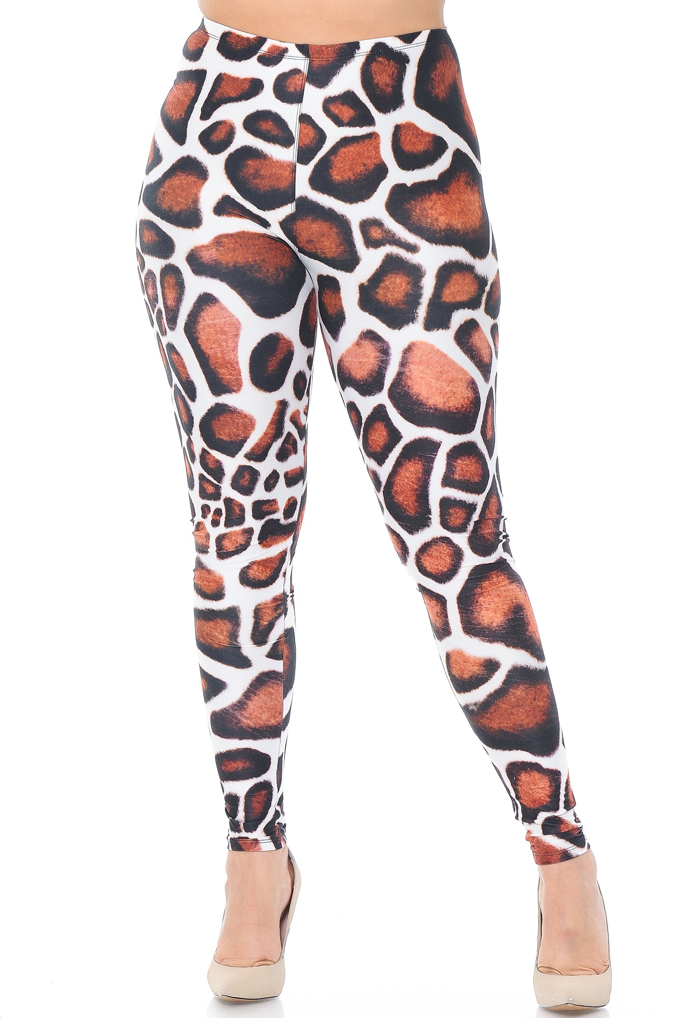 Creamy Soft Leggings Premium Women's Giraffe Print Extra Plus, High Rise, Stretchy, Comfortable, 3X-5X Leggings - by USA Fashion