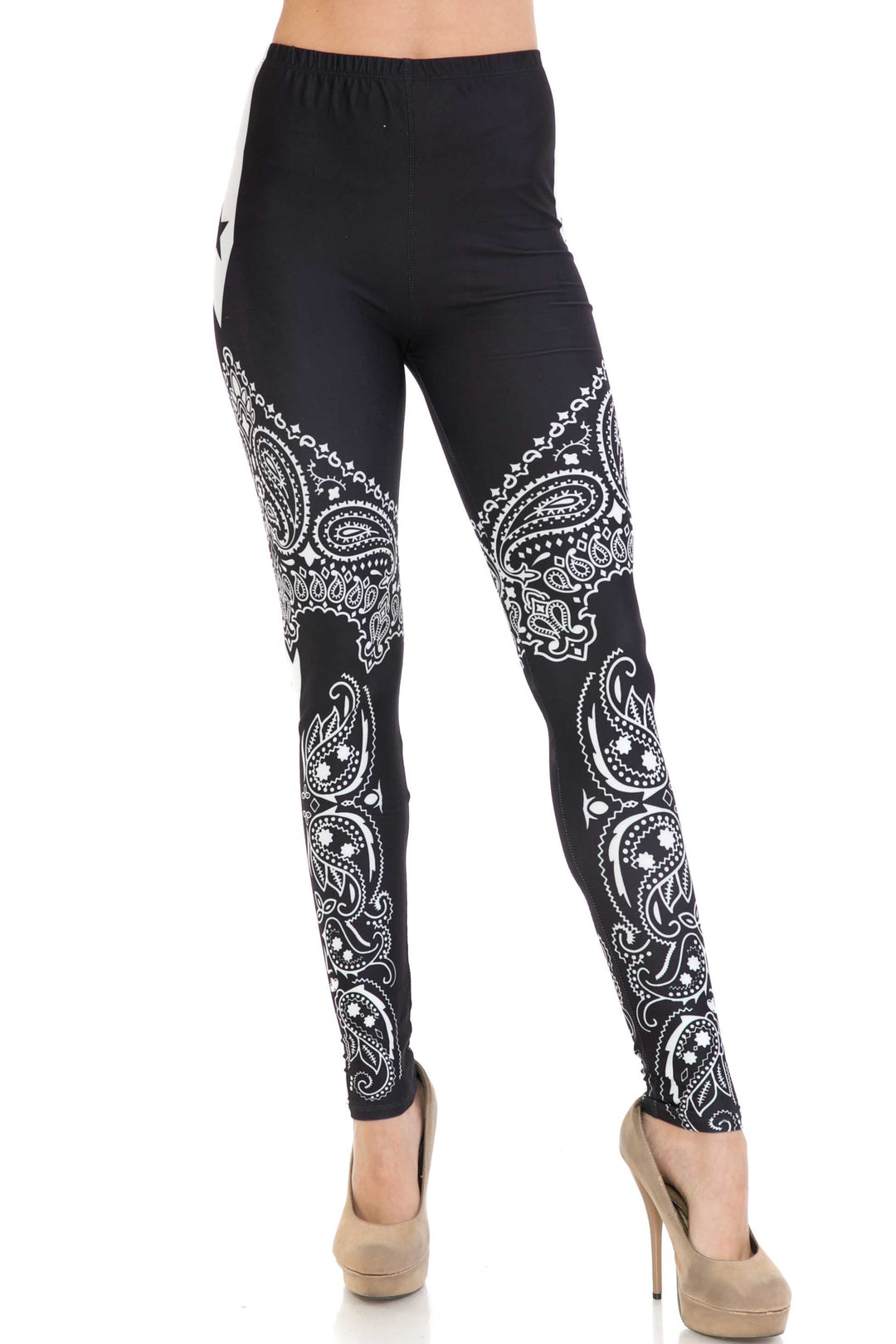 Creamy Soft Leggings Premium Women's Bandana Stars Extra Plus, High Rise, Stretchy, Comfortable, 3X-5X Leggings - by USA Fashion