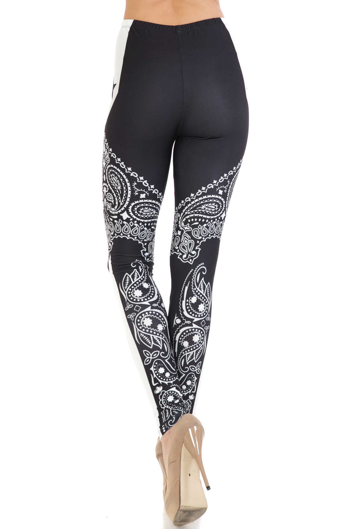 Creamy Soft Leggings Premium Women's Bandana Stars Extra Plus, High Rise, Stretchy, Comfortable, 3X-5X Leggings - by USA Fashion