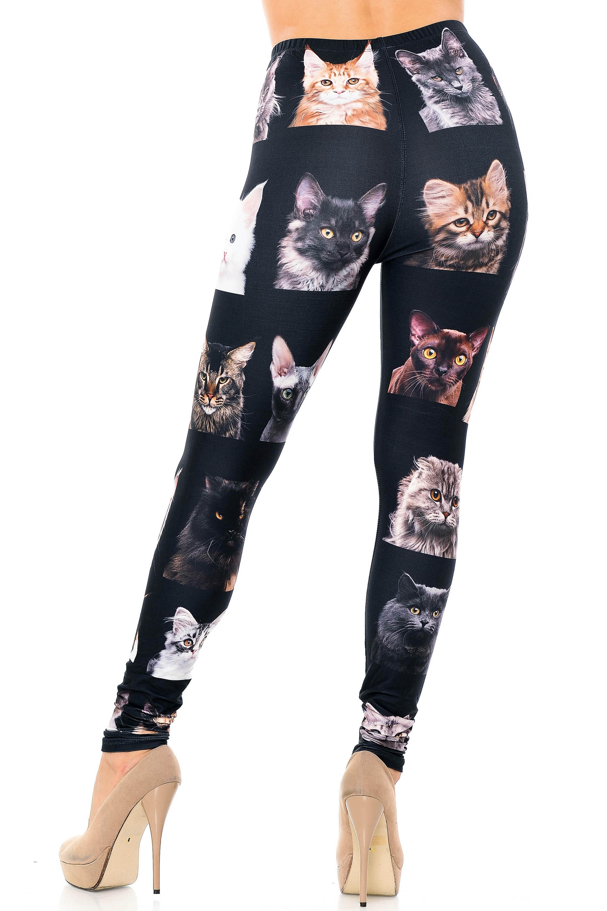 Creamy Soft Leggings Premium Women's Cute Kitty Cat Faces Extra Plus, High Rise, Stretchy, Comfortable, 3X-5X Leggings - by USA Fashion
