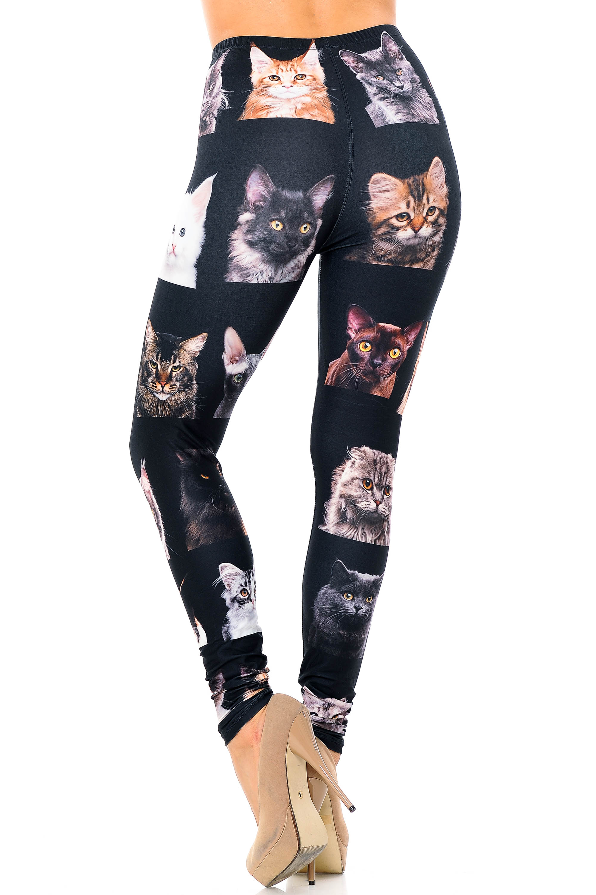 Creamy Soft Leggings Premium Women's Cute Kitty Cat Faces Extra Plus, High Rise, Stretchy, Comfortable, 3X-5X Leggings - by USA Fashion