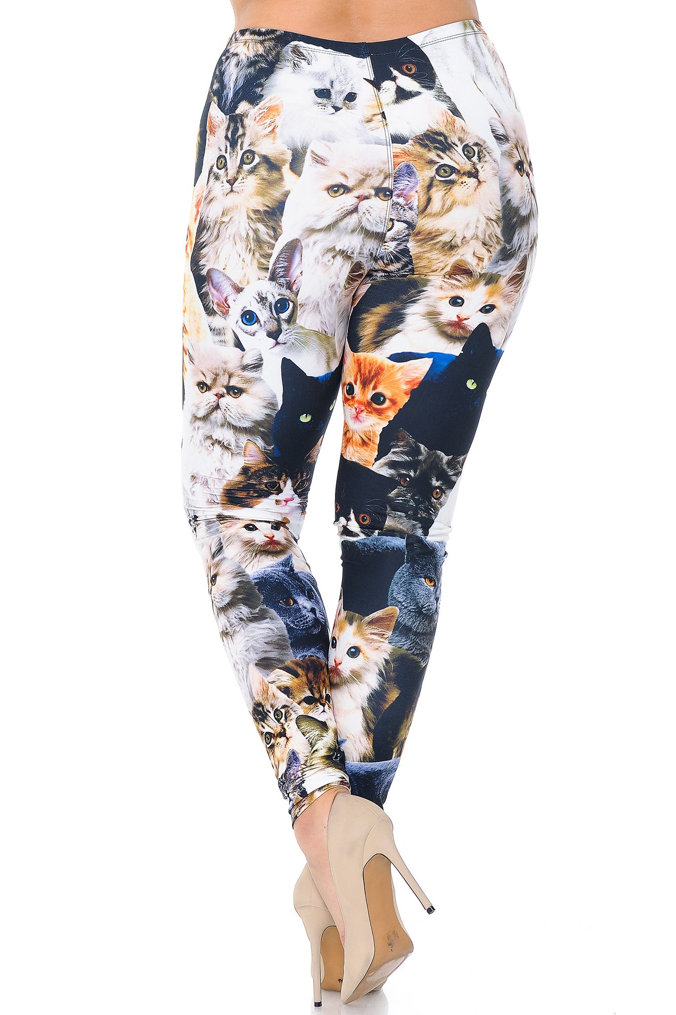 Creamy Soft Leggings Premium Women's Cat Collage Extra Plus, High Rise, Stretchy, Comfortable, 3X-5X Leggings - by USA Fashion