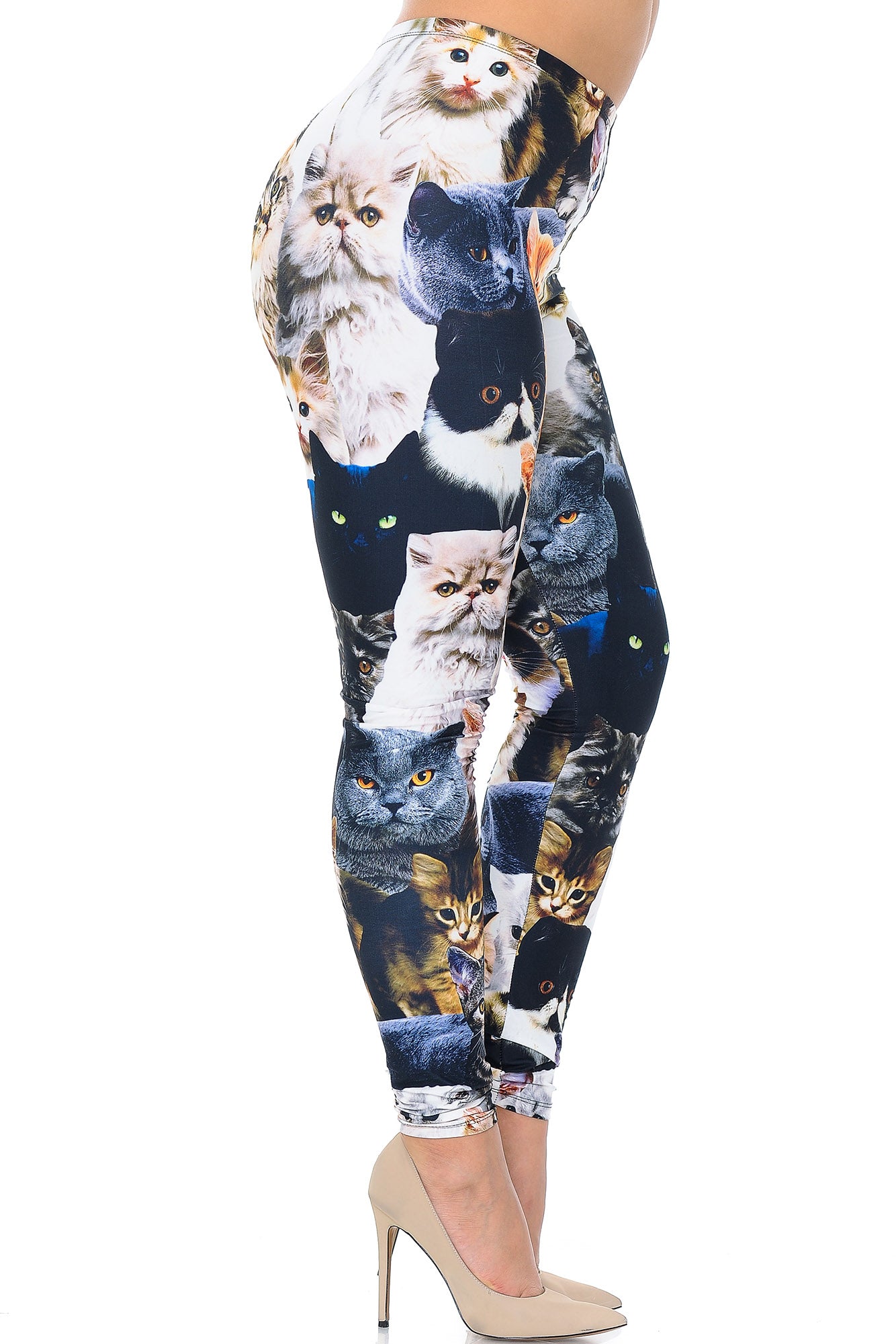 Creamy Soft Leggings Premium Women's Cat Collage Extra Plus, High Rise, Stretchy, Comfortable, 3X-5X Leggings - by USA Fashion